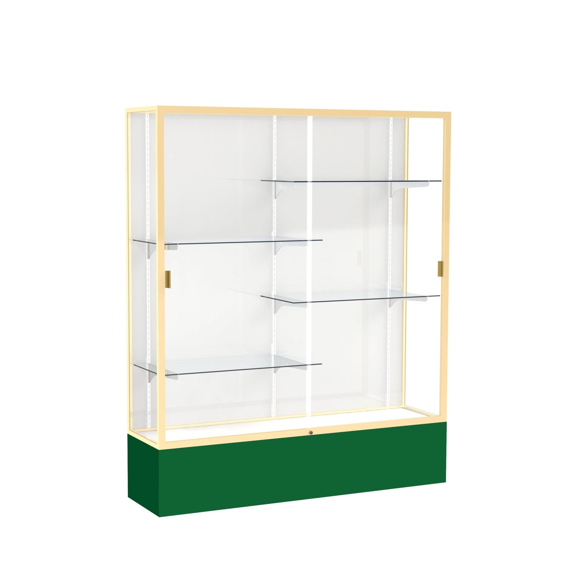 Ghent Spirit Floor Display Case Lighted, Aluminum Frame, 80"H x 60"W x 16"D - Waddell Display Collection (GHE - 3175XX - XX - XX) - SchoolOutlet