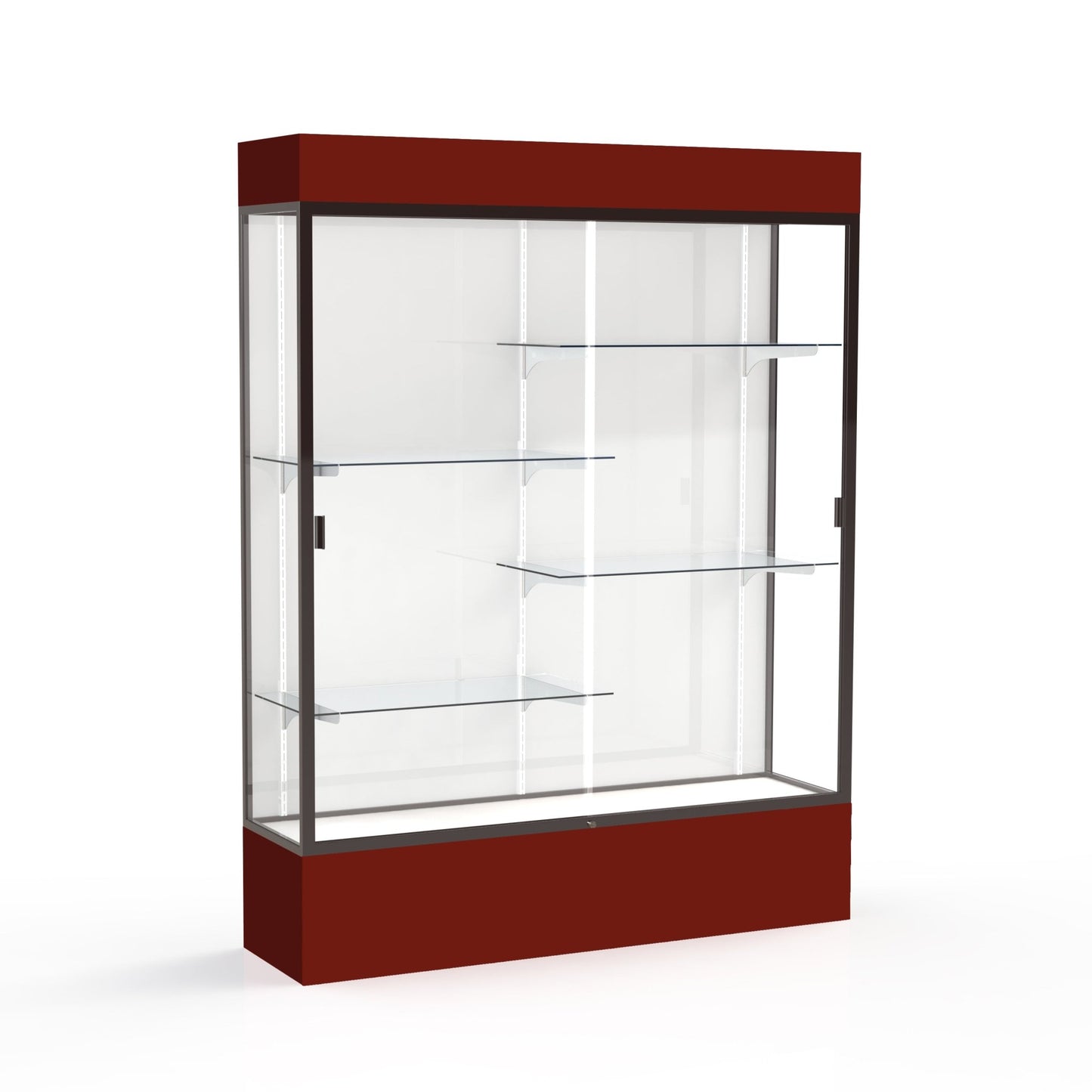 Ghent Spirit Floor Display Case Lighted, Aluminum Frame, 80"H x 60"W x 16"D - Waddell Display Collection (GHE - 3175XX - XX - XX) - SchoolOutlet