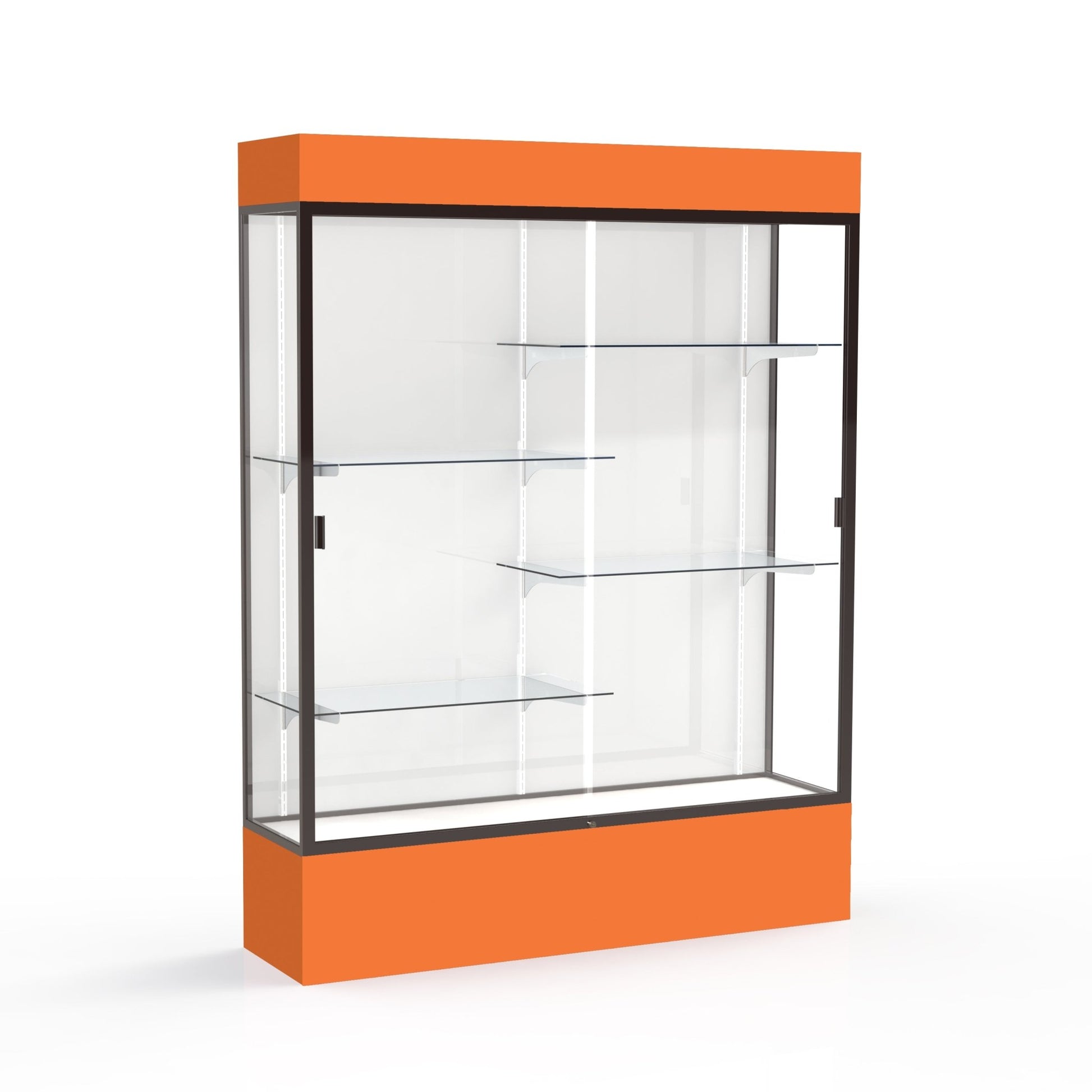 Ghent Spirit Floor Display Case Lighted, Aluminum Frame, 80"H x 60"W x 16"D - Waddell Display Collection (GHE - 3175XX - XX - XX) - SchoolOutlet