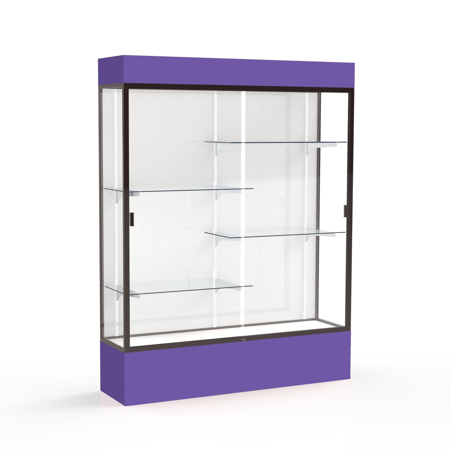 Ghent Spirit Floor Display Case Lighted, Aluminum Frame, 80"H x 60"W x 16"D - Waddell Display Collection (GHE - 3175XX - XX - XX) - SchoolOutlet