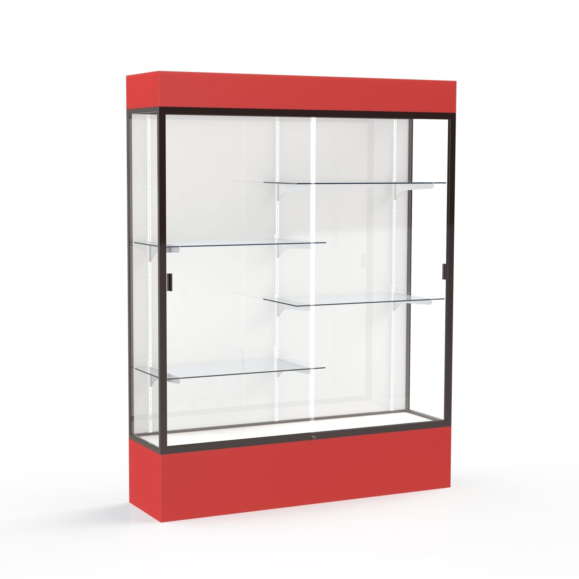 Ghent Spirit Floor Display Case Lighted, Aluminum Frame, 80"H x 60"W x 16"D - Waddell Display Collection (GHE - 3175XX - XX - XX) - SchoolOutlet