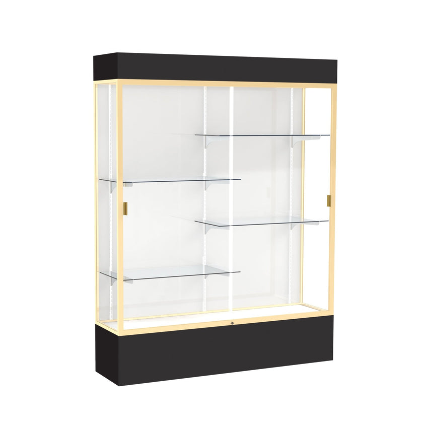 Ghent Spirit Floor Display Case Lighted, Aluminum Frame, 80"H x 60"W x 16"D - Waddell Display Collection (GHE - 3175XX - XX - XX) - SchoolOutlet