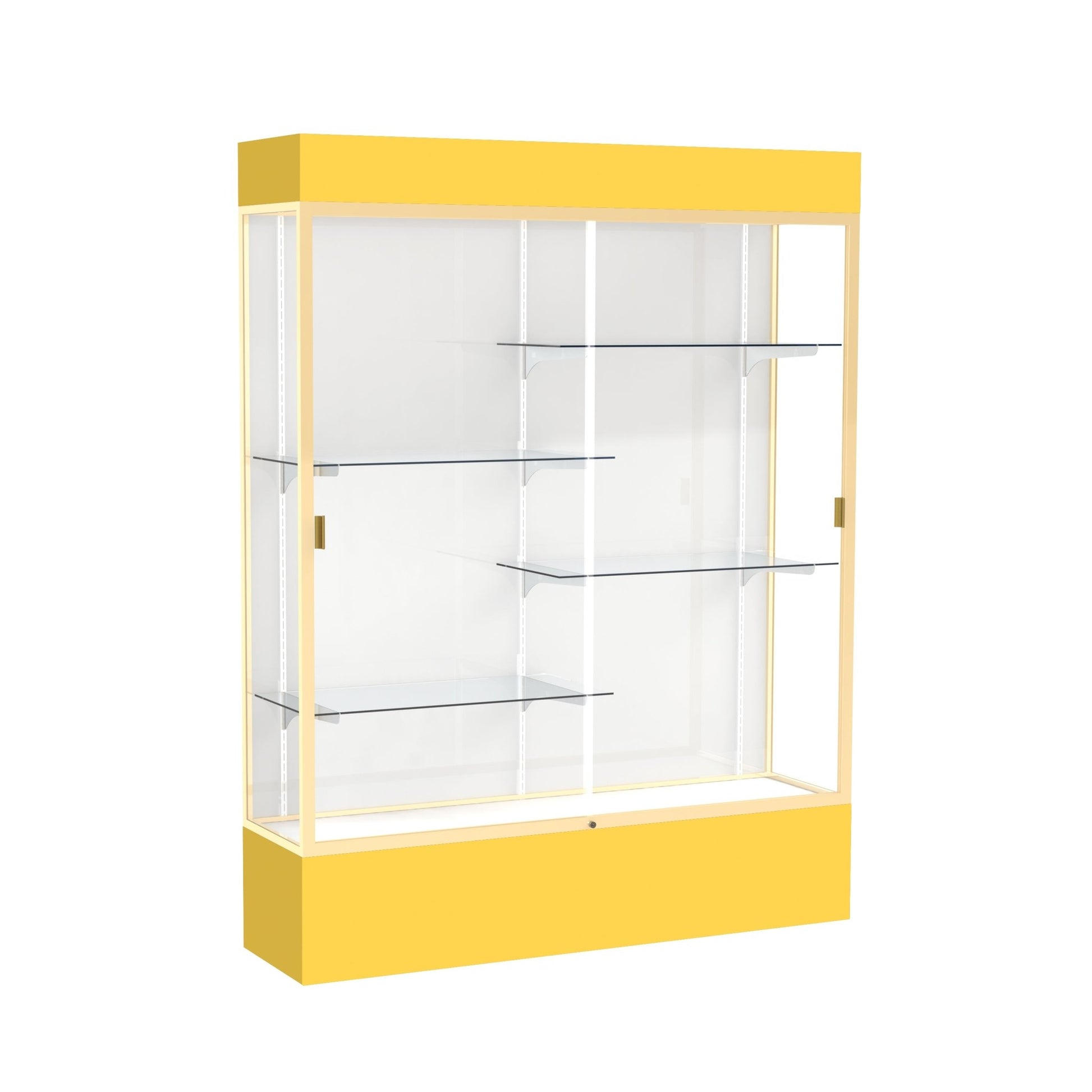 Ghent Spirit Floor Display Case Lighted, Aluminum Frame, 80"H x 60"W x 16"D - Waddell Display Collection (GHE - 3175XX - XX - XX) - SchoolOutlet