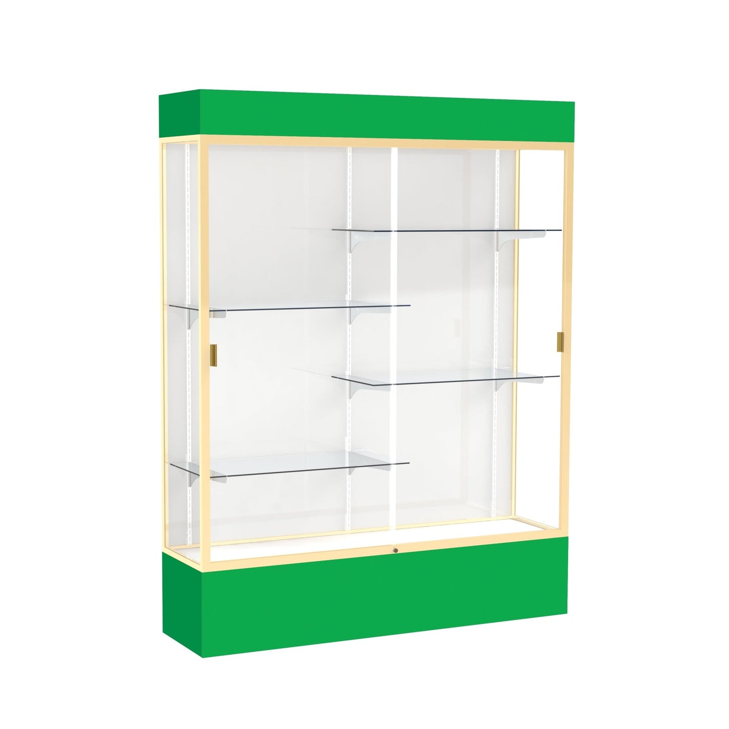 Ghent Spirit Floor Display Case Lighted, Aluminum Frame, 80"H x 60"W x 16"D - Waddell Display Collection (GHE - 3175XX - XX - XX) - SchoolOutlet