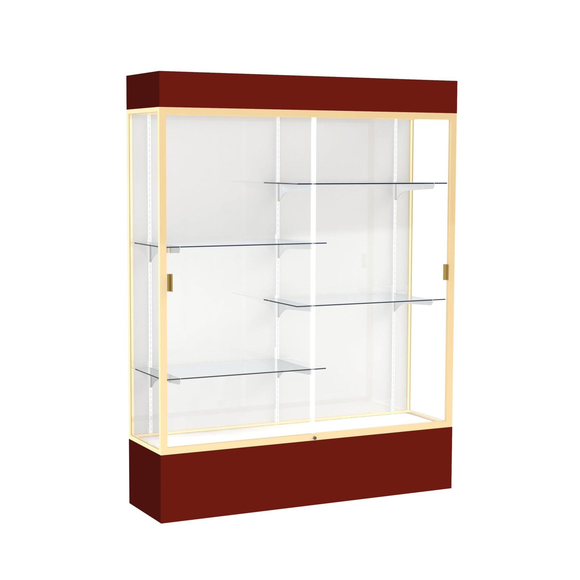 Ghent Spirit Floor Display Case Lighted, Aluminum Frame, 80"H x 60"W x 16"D - Waddell Display Collection (GHE - 3175XX - XX - XX) - SchoolOutlet