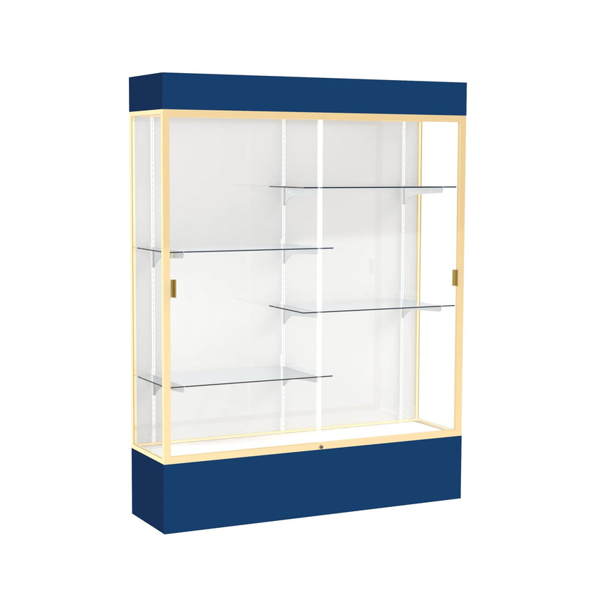 Ghent Spirit Floor Display Case Lighted, Aluminum Frame, 80"H x 60"W x 16"D - Waddell Display Collection (GHE - 3175XX - XX - XX) - SchoolOutlet
