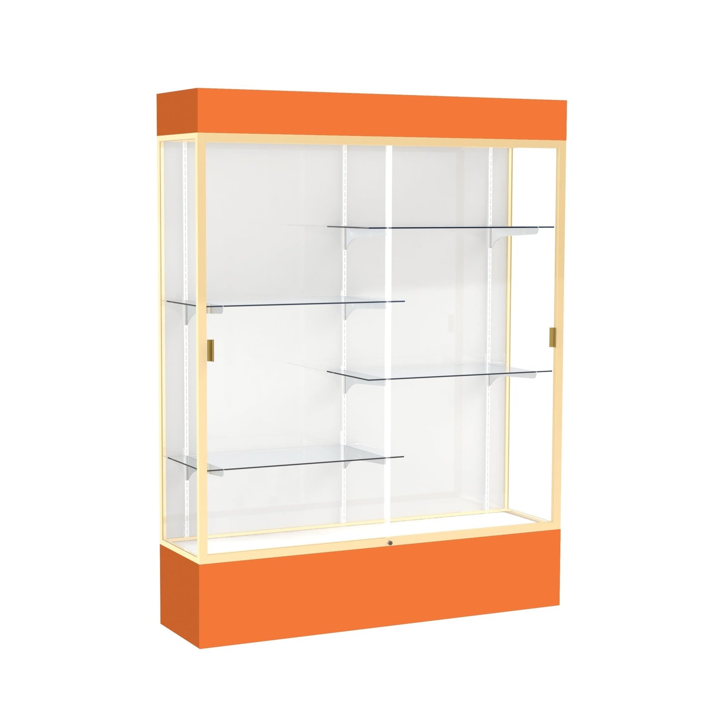 Ghent Spirit Floor Display Case Lighted, Aluminum Frame, 80"H x 60"W x 16"D - Waddell Display Collection (GHE - 3175XX - XX - XX) - SchoolOutlet