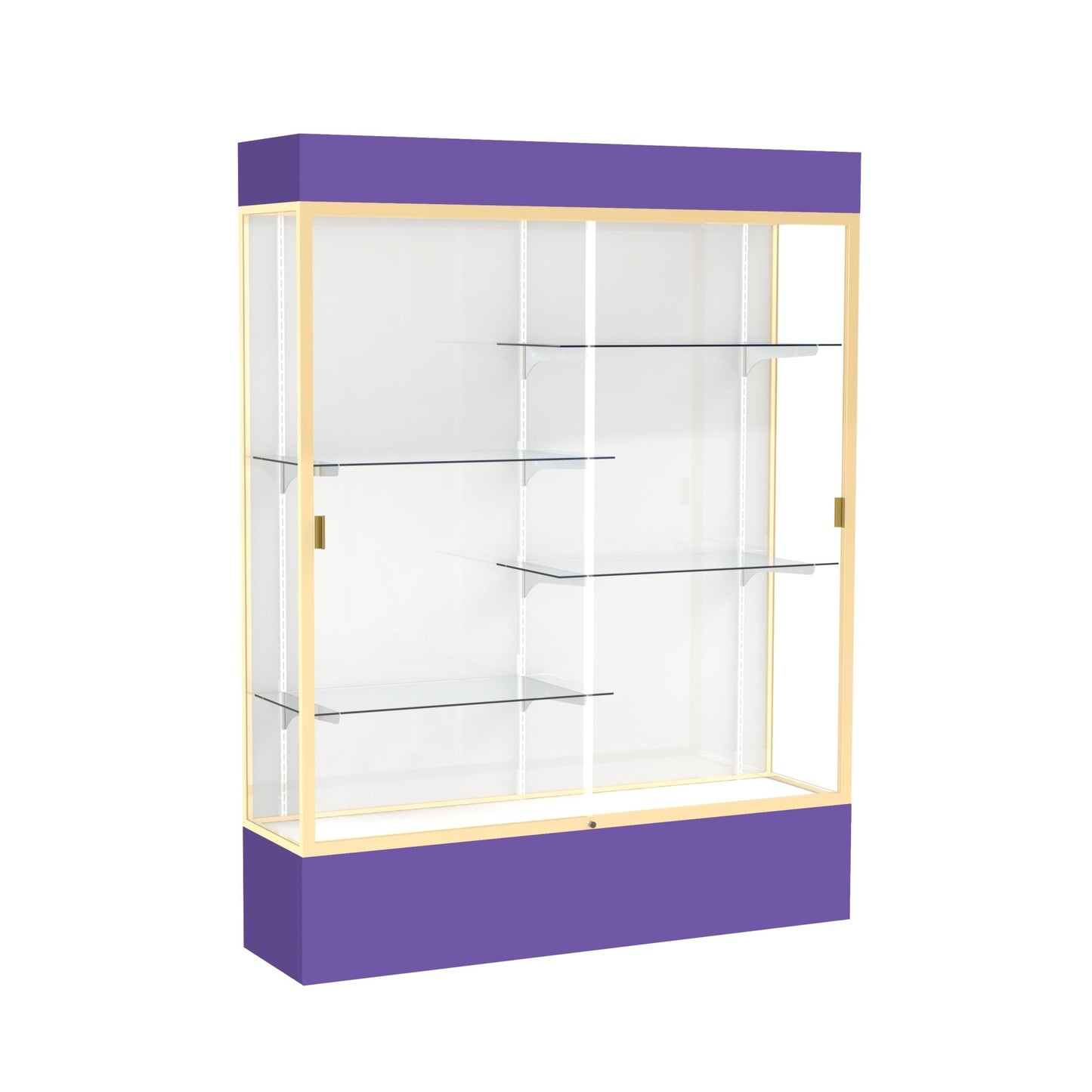 Ghent Spirit Floor Display Case Lighted, Aluminum Frame, 80"H x 60"W x 16"D - Waddell Display Collection (GHE - 3175XX - XX - XX) - SchoolOutlet
