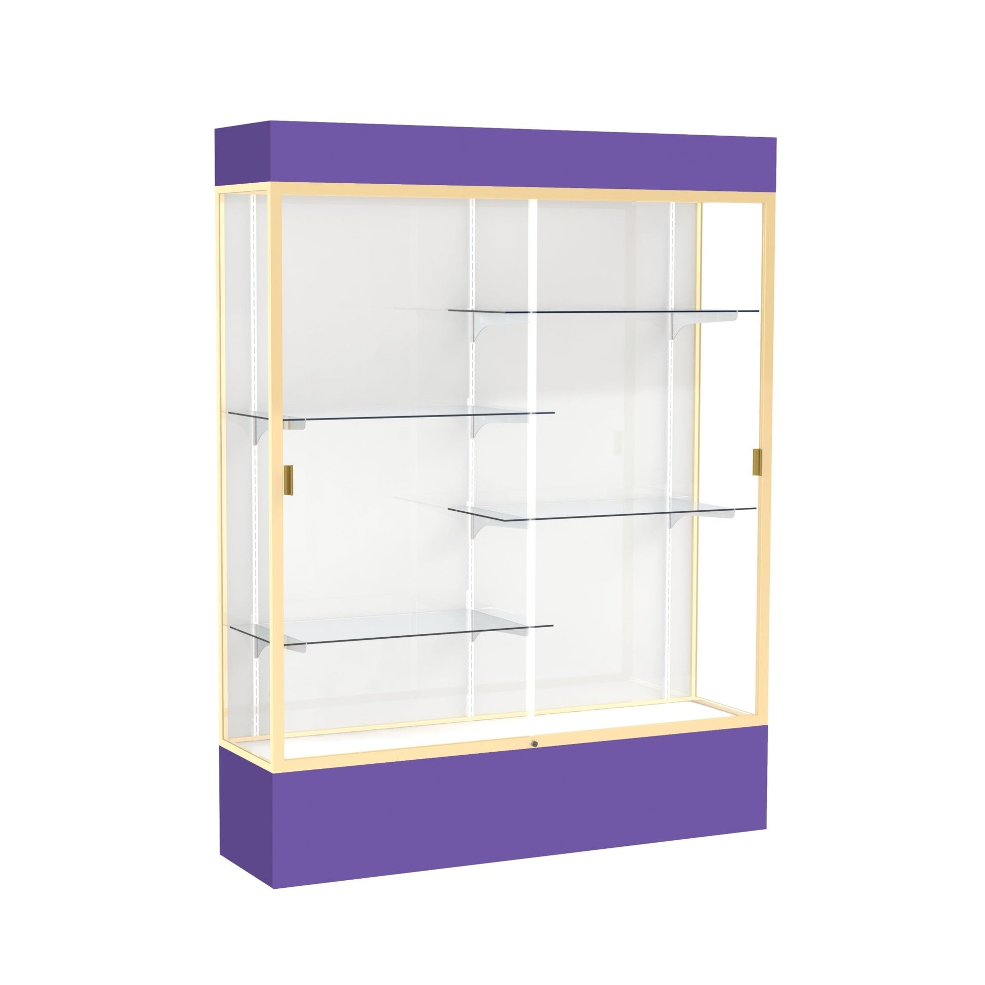 Ghent Spirit Floor Display Case Lighted, Aluminum Frame, 80"H x 60"W x 16"D - Waddell Display Collection (GHE - 3175XX - XX - XX) - SchoolOutlet