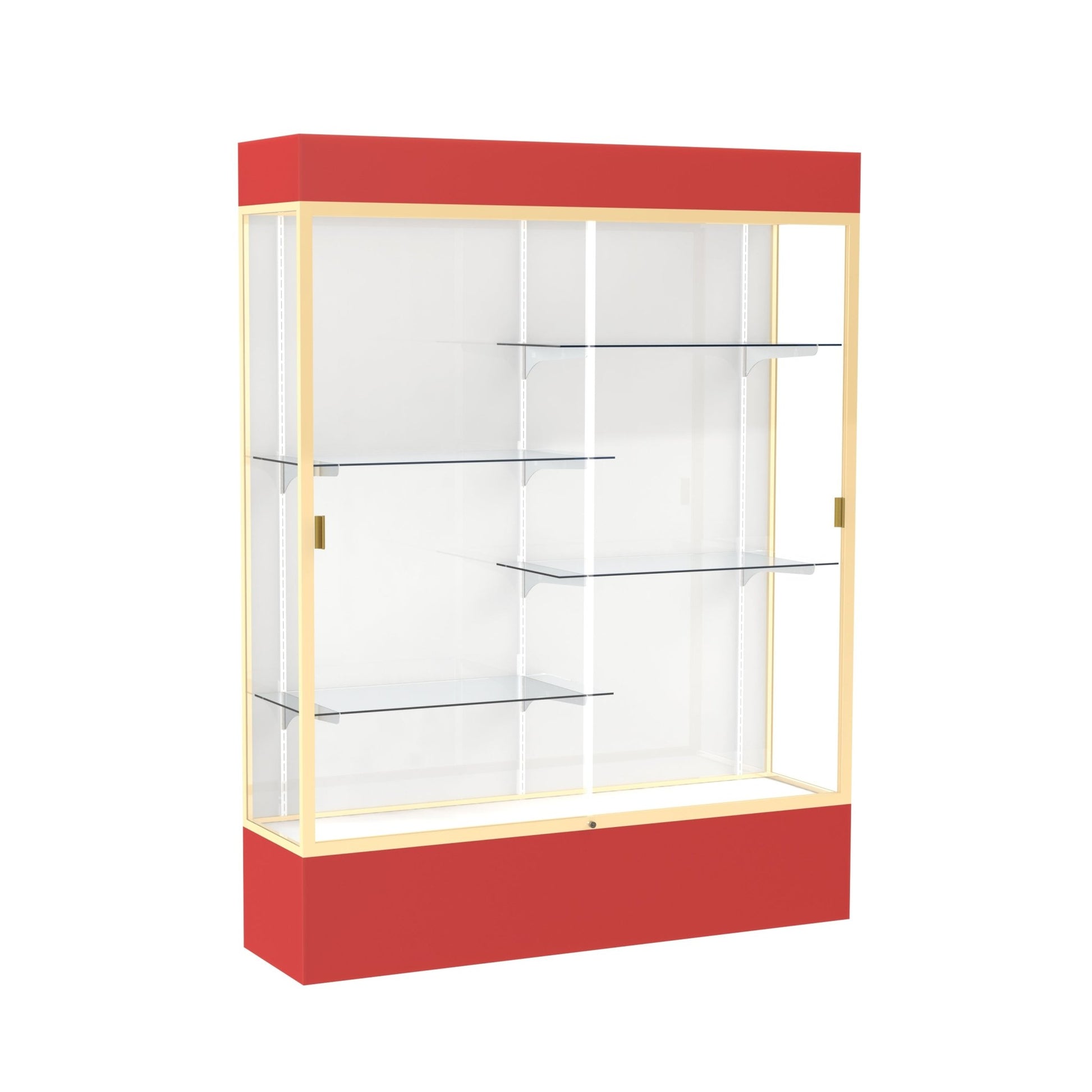 Ghent Spirit Floor Display Case Lighted, Aluminum Frame, 80"H x 60"W x 16"D - Waddell Display Collection (GHE - 3175XX - XX - XX) - SchoolOutlet