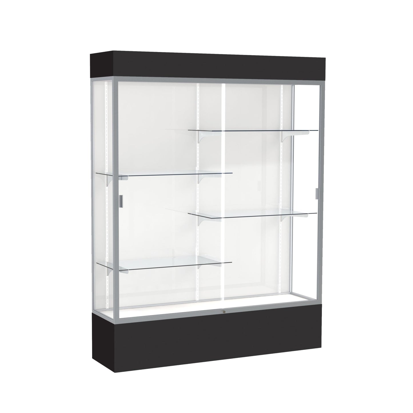 Ghent Spirit Floor Display Case Lighted, Aluminum Frame, 80"H x 60"W x 16"D - Waddell Display Collection (GHE - 3175XX - XX - XX) - SchoolOutlet