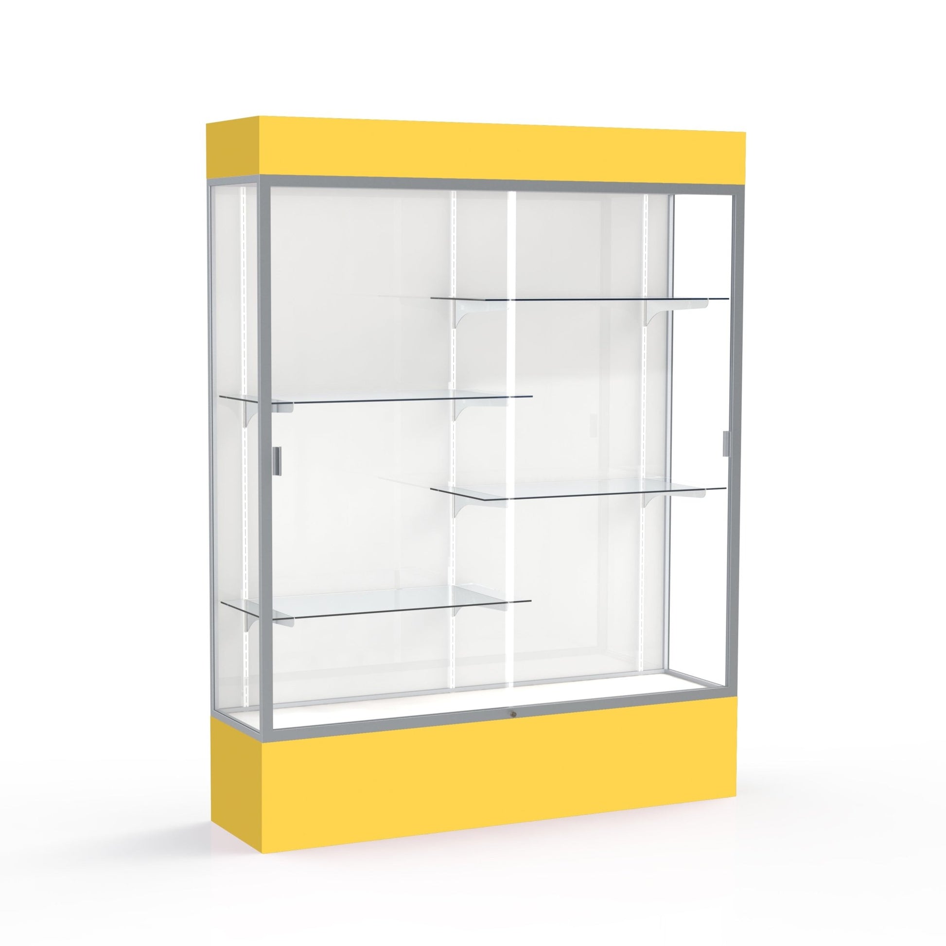 Ghent Spirit Floor Display Case Lighted, Aluminum Frame, 80"H x 60"W x 16"D - Waddell Display Collection (GHE - 3175XX - XX - XX) - SchoolOutlet