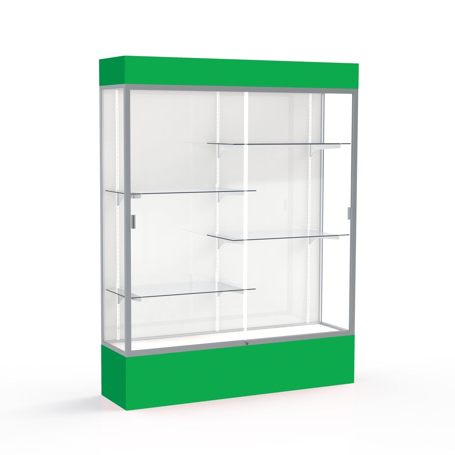 Ghent Spirit Floor Display Case Lighted, Aluminum Frame, 80"H x 60"W x 16"D - Waddell Display Collection (GHE - 3175XX - XX - XX) - SchoolOutlet