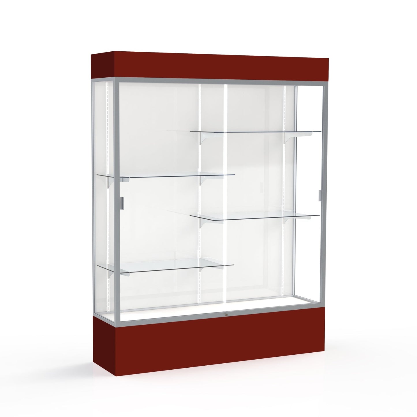 Ghent Spirit Floor Display Case Lighted, Aluminum Frame, 80"H x 60"W x 16"D - Waddell Display Collection (GHE - 3175XX - XX - XX) - SchoolOutlet
