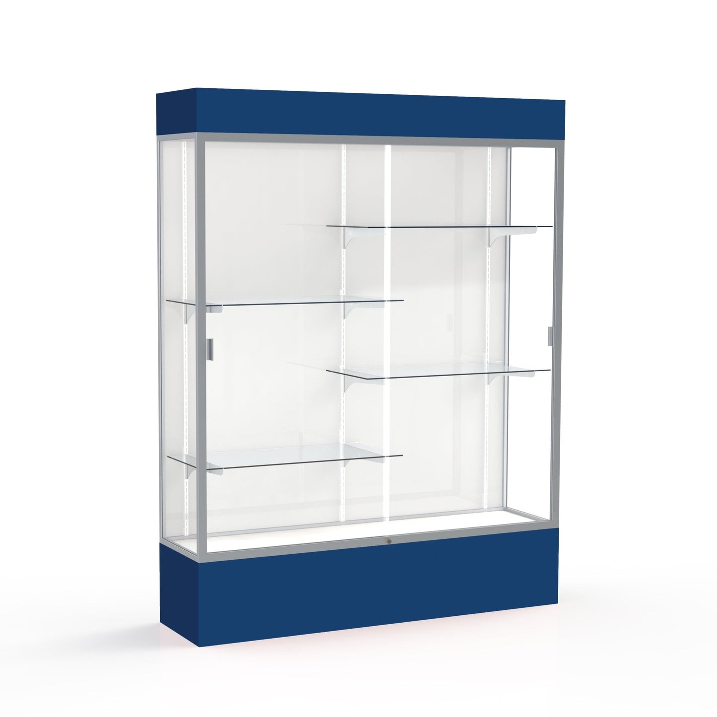 Ghent Spirit Floor Display Case Lighted, Aluminum Frame, 80"H x 60"W x 16"D - Waddell Display Collection (GHE - 3175XX - XX - XX) - SchoolOutlet