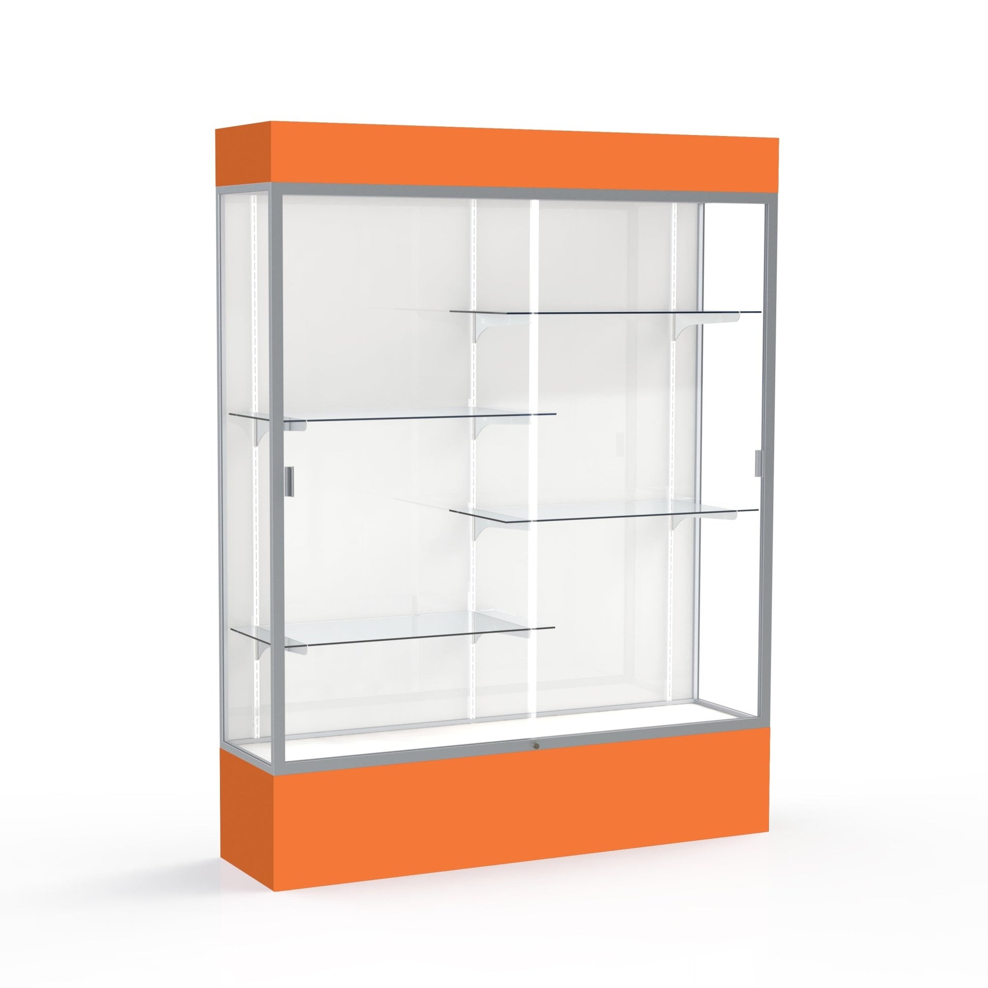 Ghent Spirit Floor Display Case Lighted, Aluminum Frame, 80"H x 60"W x 16"D - Waddell Display Collection (GHE - 3175XX - XX - XX) - SchoolOutlet