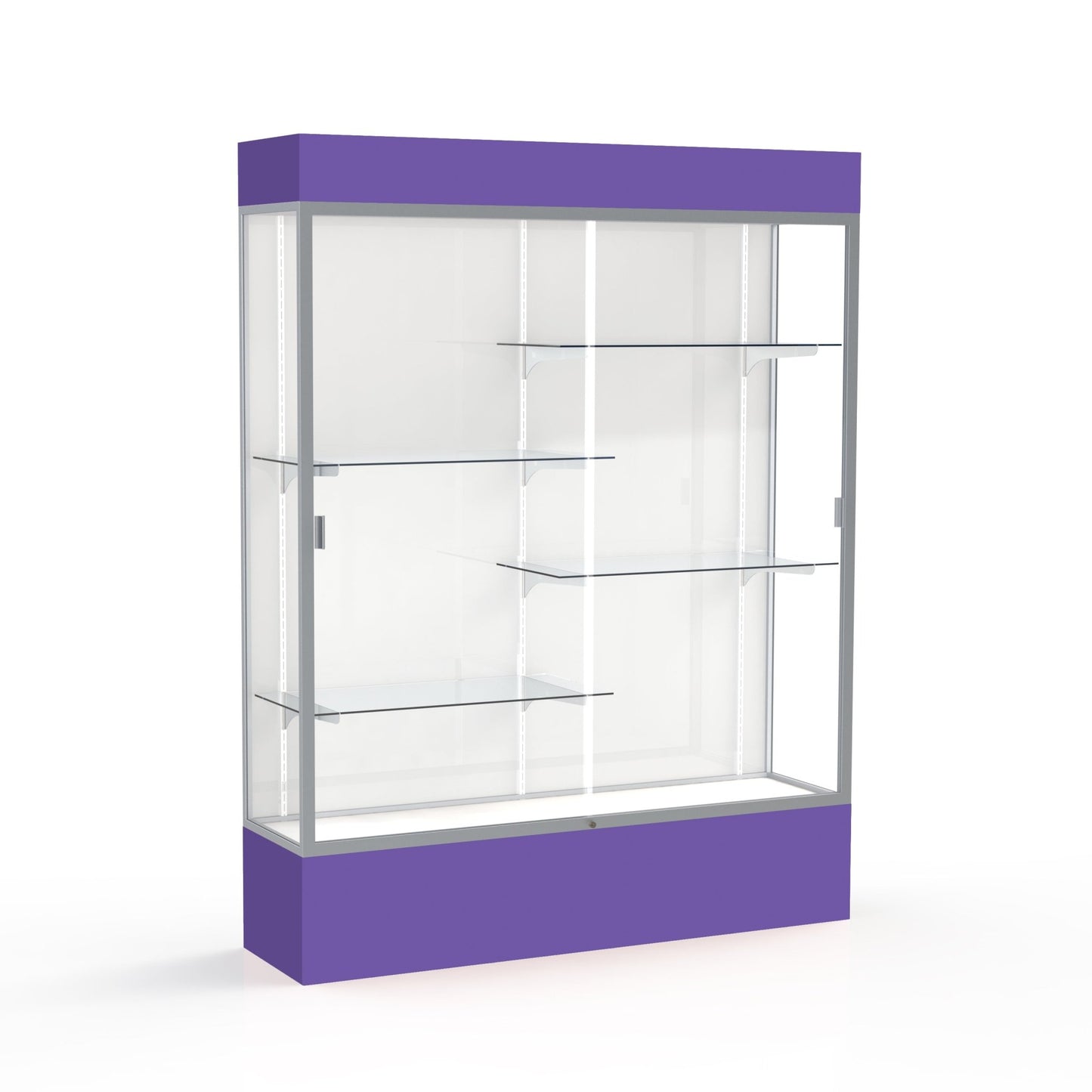 Ghent Spirit Floor Display Case Lighted, Aluminum Frame, 80"H x 60"W x 16"D - Waddell Display Collection (GHE - 3175XX - XX - XX) - SchoolOutlet