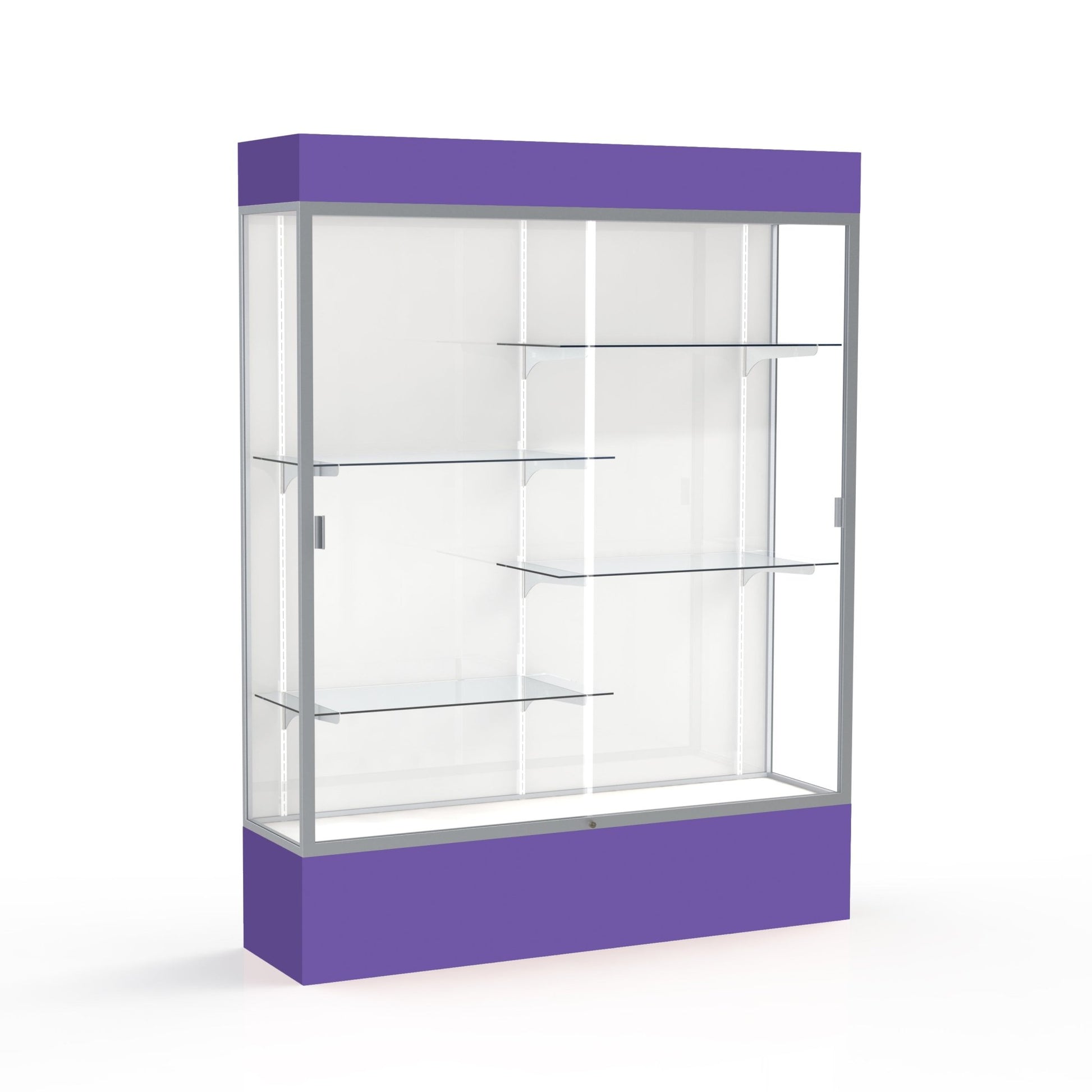 Ghent Spirit Floor Display Case Lighted, Aluminum Frame, 80"H x 60"W x 16"D - Waddell Display Collection (GHE - 3175XX - XX - XX) - SchoolOutlet