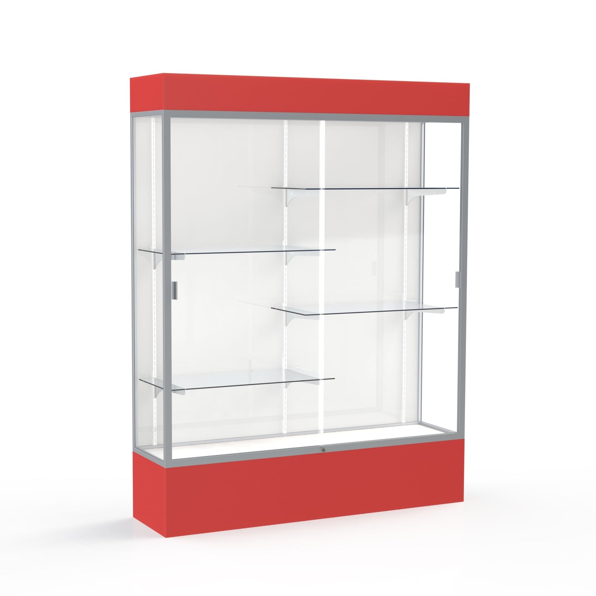Ghent Spirit Floor Display Case Lighted, Aluminum Frame, 80"H x 60"W x 16"D - Waddell Display Collection (GHE - 3175XX - XX - XX) - SchoolOutlet
