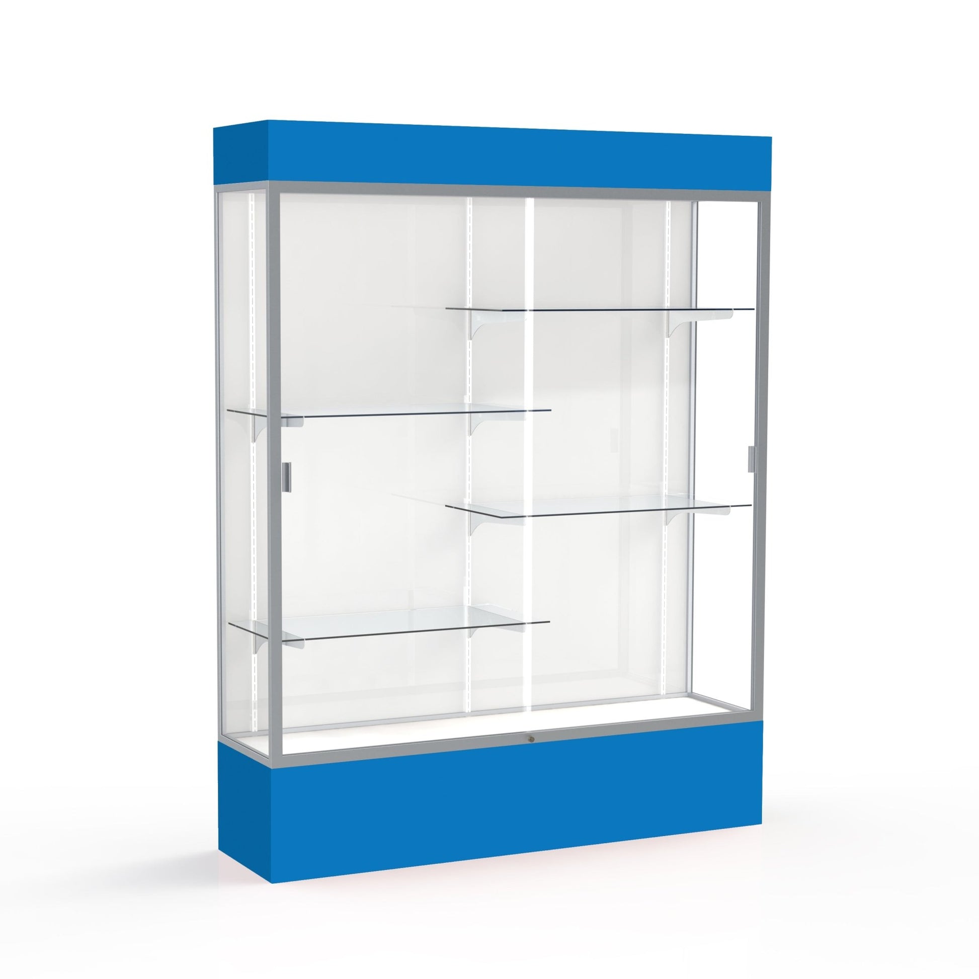 Ghent Spirit Floor Display Case Lighted, Aluminum Frame, 80"H x 60"W x 16"D - Waddell Display Collection (GHE - 3175XX - XX - XX) - SchoolOutlet