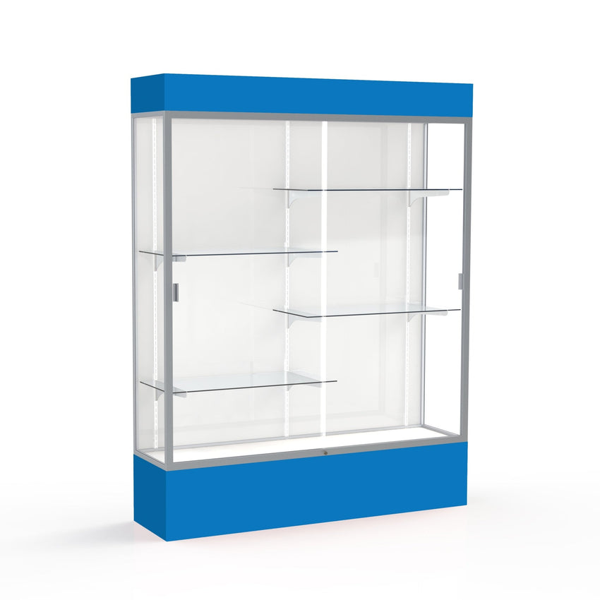 Ghent Spirit Floor Display Case Lighted, Aluminum Frame, 80"H x 60"W x 16"D - Waddell Display Collection (GHE - 3175XX - XX - XX) - SchoolOutlet