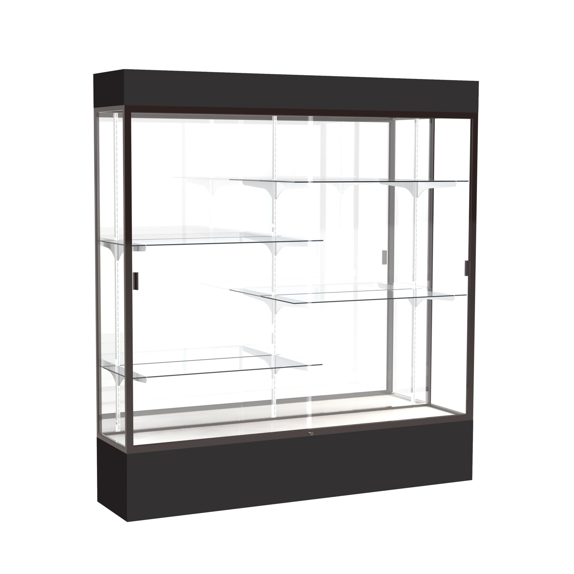 Ghent Spirit Floor Display Case Lighted, Aluminum Frame, 80"H x 72"W x 16"D - Waddell Display Collection (GHE - 3176XX - XX - XX) - SchoolOutlet