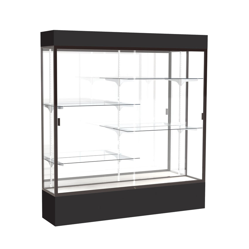 Ghent Spirit Floor Display Case Lighted, Aluminum Frame, 80"H x 72"W x 16"D - Waddell Display Collection (GHE - 3176XX - XX - XX) - SchoolOutlet