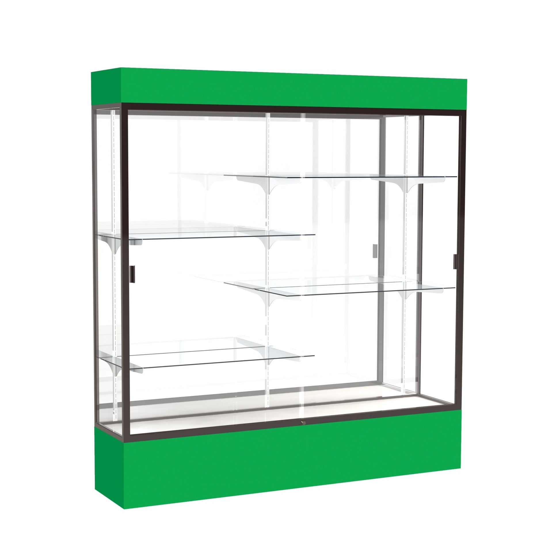 Ghent Spirit Floor Display Case Lighted, Aluminum Frame, 80"H x 72"W x 16"D - Waddell Display Collection (GHE - 3176XX - XX - XX) - SchoolOutlet