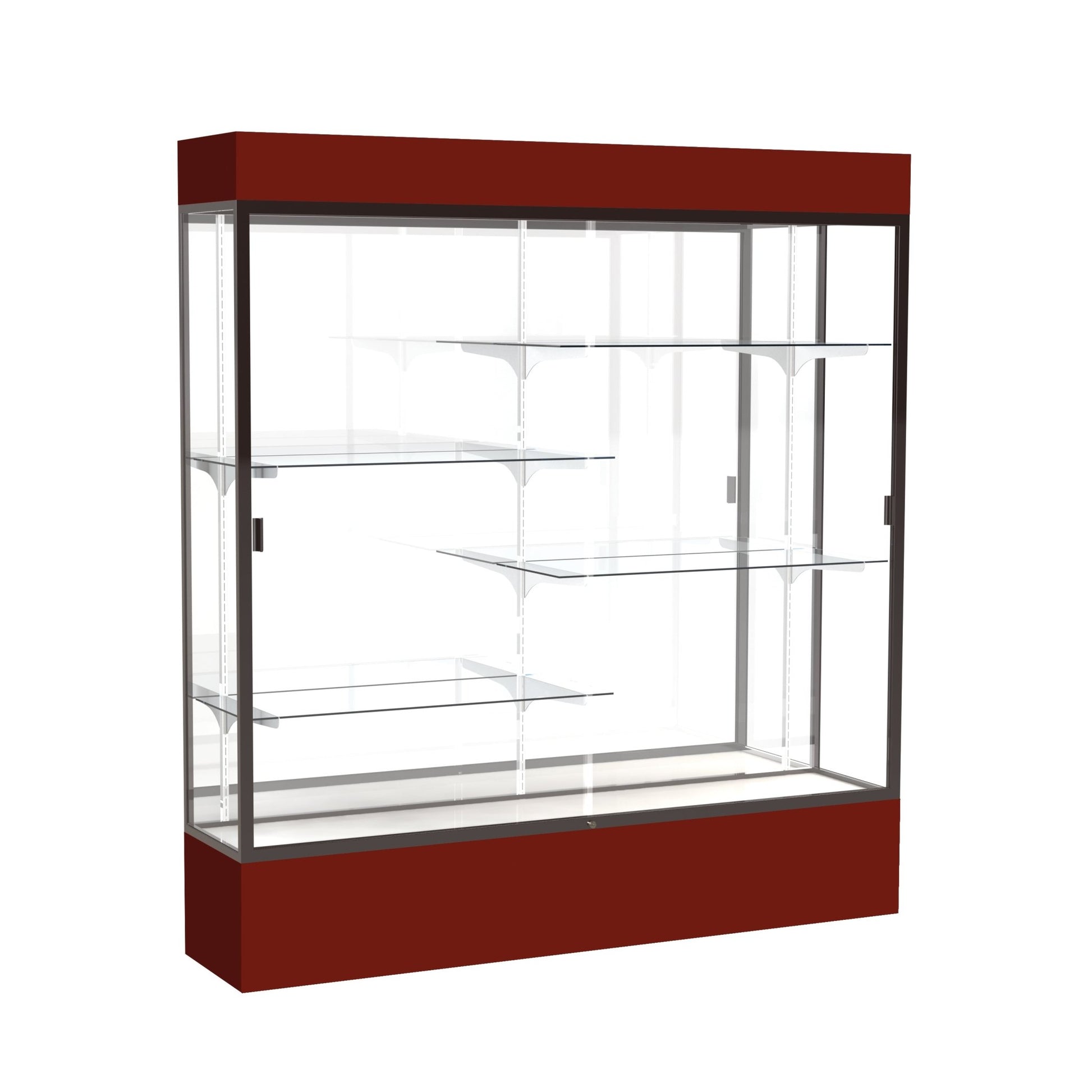 Ghent Spirit Floor Display Case Lighted, Aluminum Frame, 80"H x 72"W x 16"D - Waddell Display Collection (GHE - 3176XX - XX - XX) - SchoolOutlet