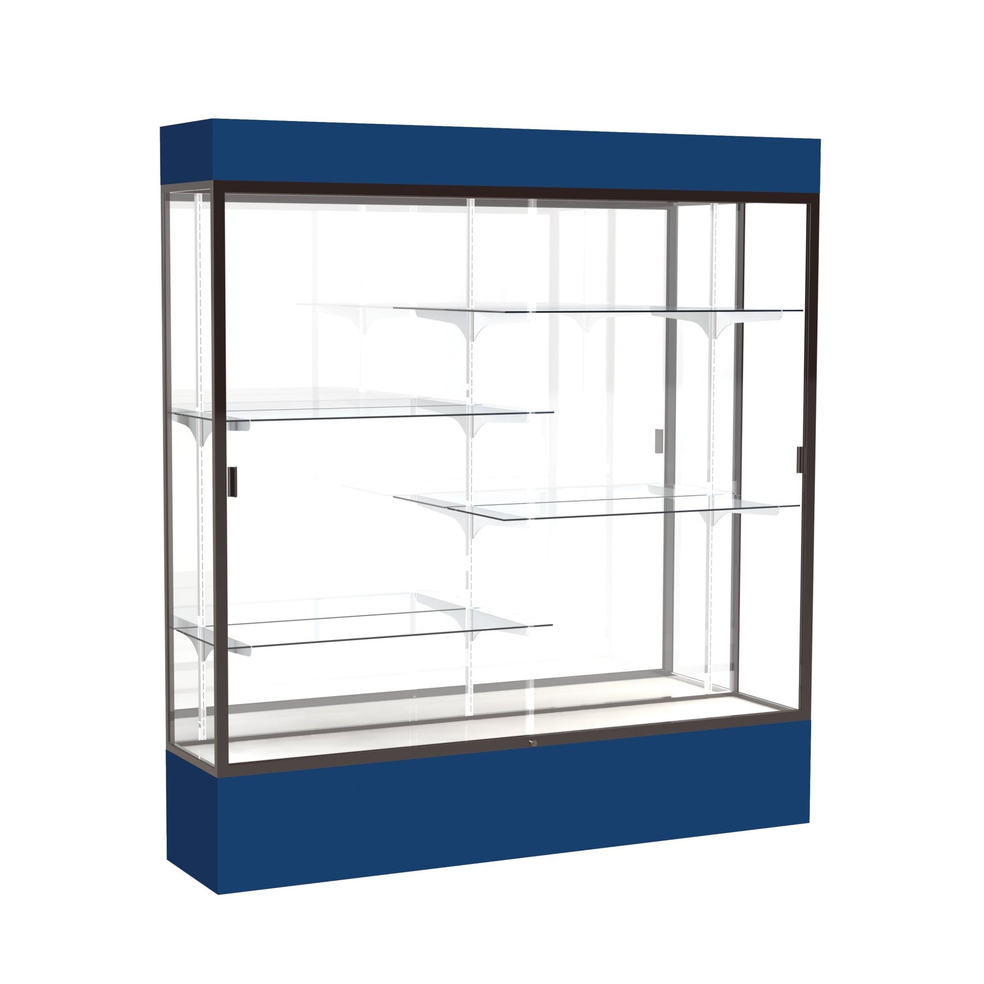Ghent Spirit Floor Display Case Lighted, Aluminum Frame, 80"H x 72"W x 16"D - Waddell Display Collection (GHE - 3176XX - XX - XX) - SchoolOutlet