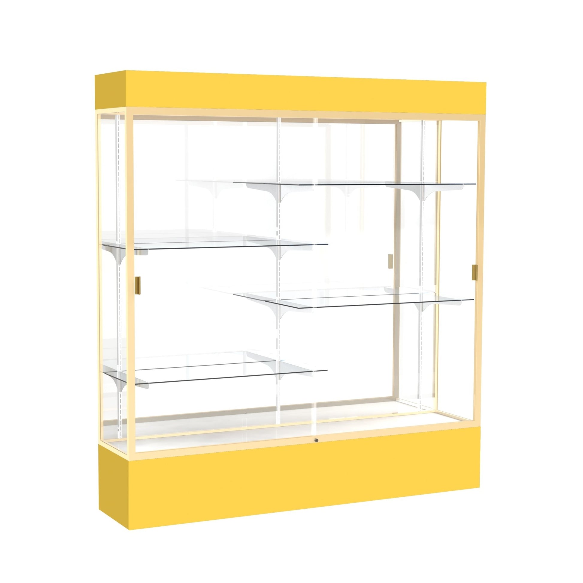 Ghent Spirit Floor Display Case Lighted, Aluminum Frame, 80"H x 72"W x 16"D - Waddell Display Collection (GHE - 3176XX - XX - XX) - SchoolOutlet