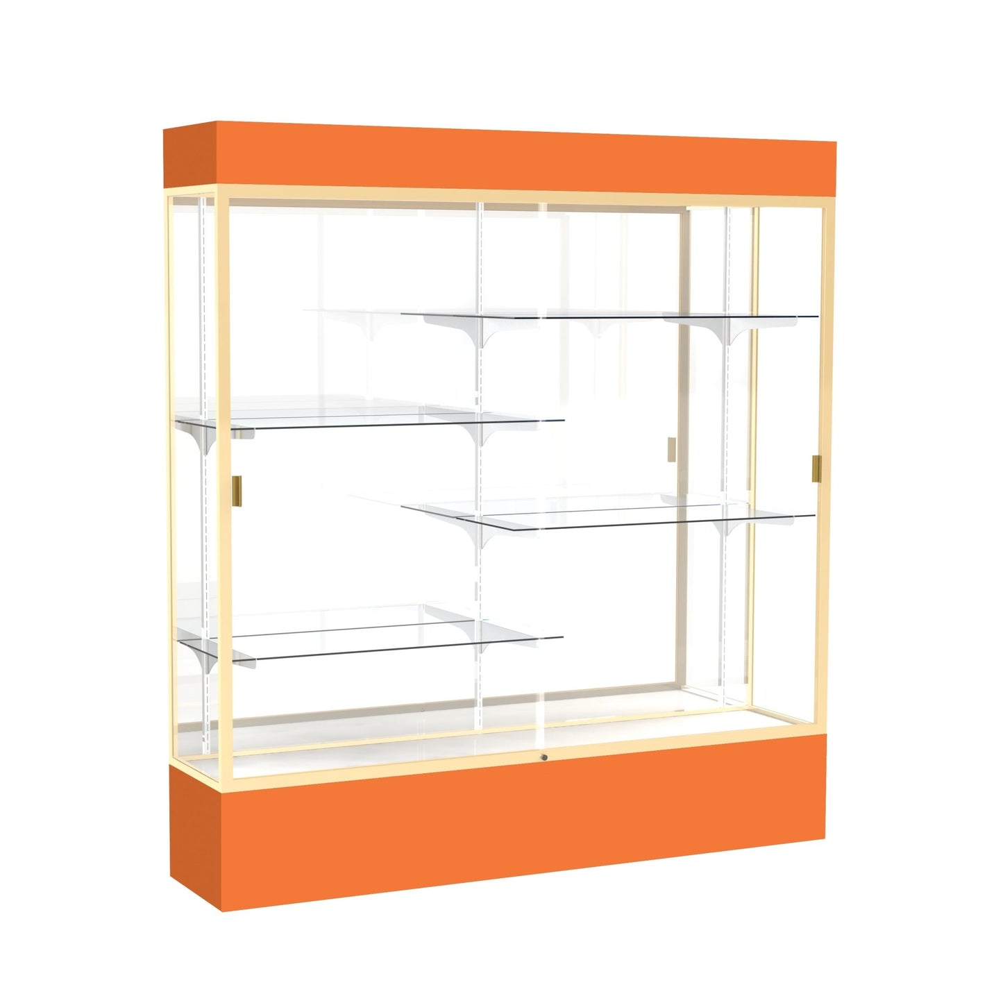 Ghent Spirit Floor Display Case Lighted, Aluminum Frame, 80"H x 72"W x 16"D - Waddell Display Collection (GHE - 3176XX - XX - XX) - SchoolOutlet