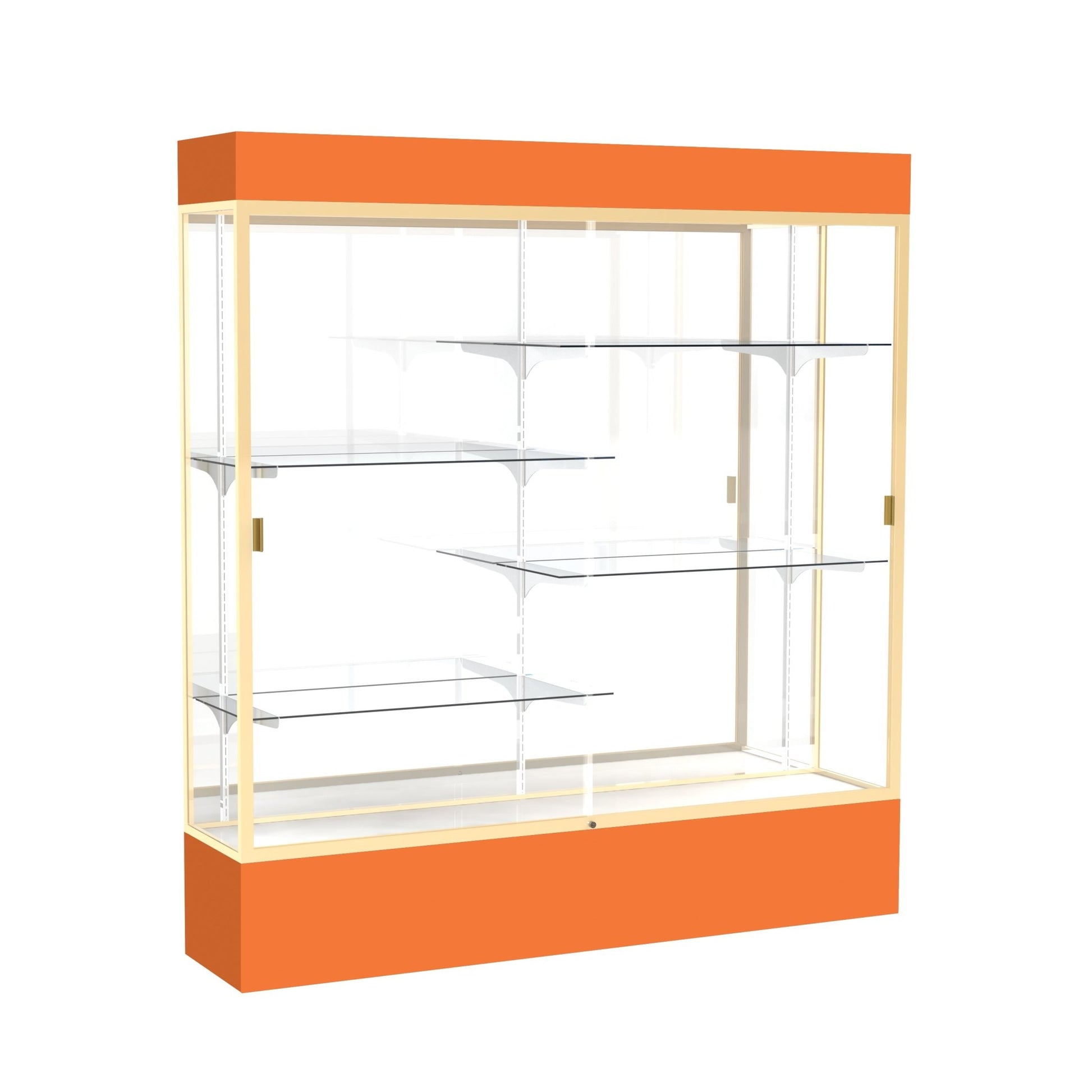 Ghent Spirit Floor Display Case Lighted, Aluminum Frame, 80"H x 72"W x 16"D - Waddell Display Collection (GHE - 3176XX - XX - XX) - SchoolOutlet