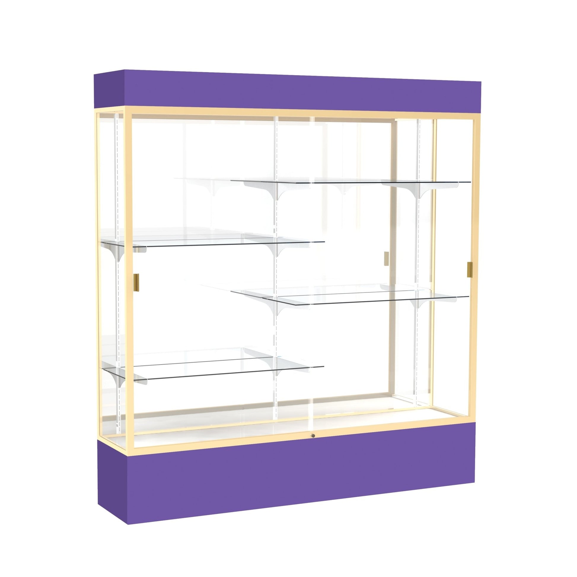 Ghent Spirit Floor Display Case Lighted, Aluminum Frame, 80"H x 72"W x 16"D - Waddell Display Collection (GHE - 3176XX - XX - XX) - SchoolOutlet