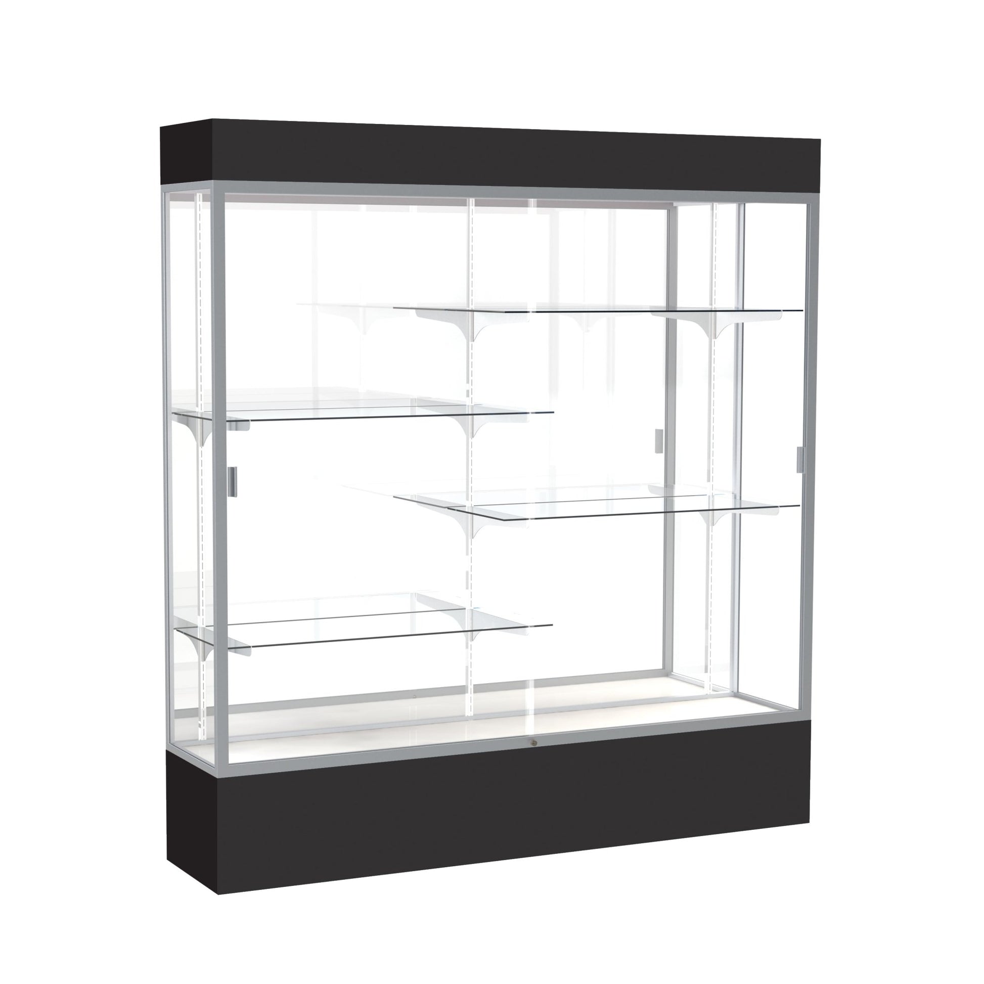 Ghent Spirit Floor Display Case Lighted, Aluminum Frame, 80"H x 72"W x 16"D - Waddell Display Collection (GHE - 3176XX - XX - XX) - SchoolOutlet