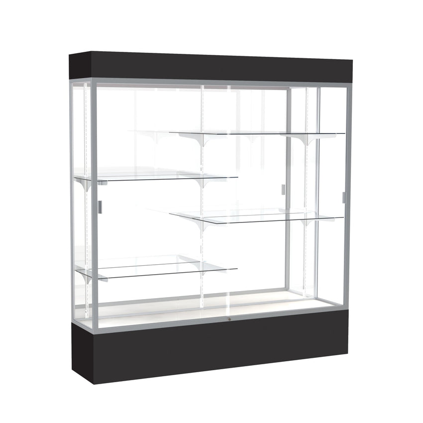 Ghent Spirit Floor Display Case Lighted, Aluminum Frame, 80"H x 72"W x 16"D - Waddell Display Collection (GHE - 3176XX - XX - XX) - SchoolOutlet