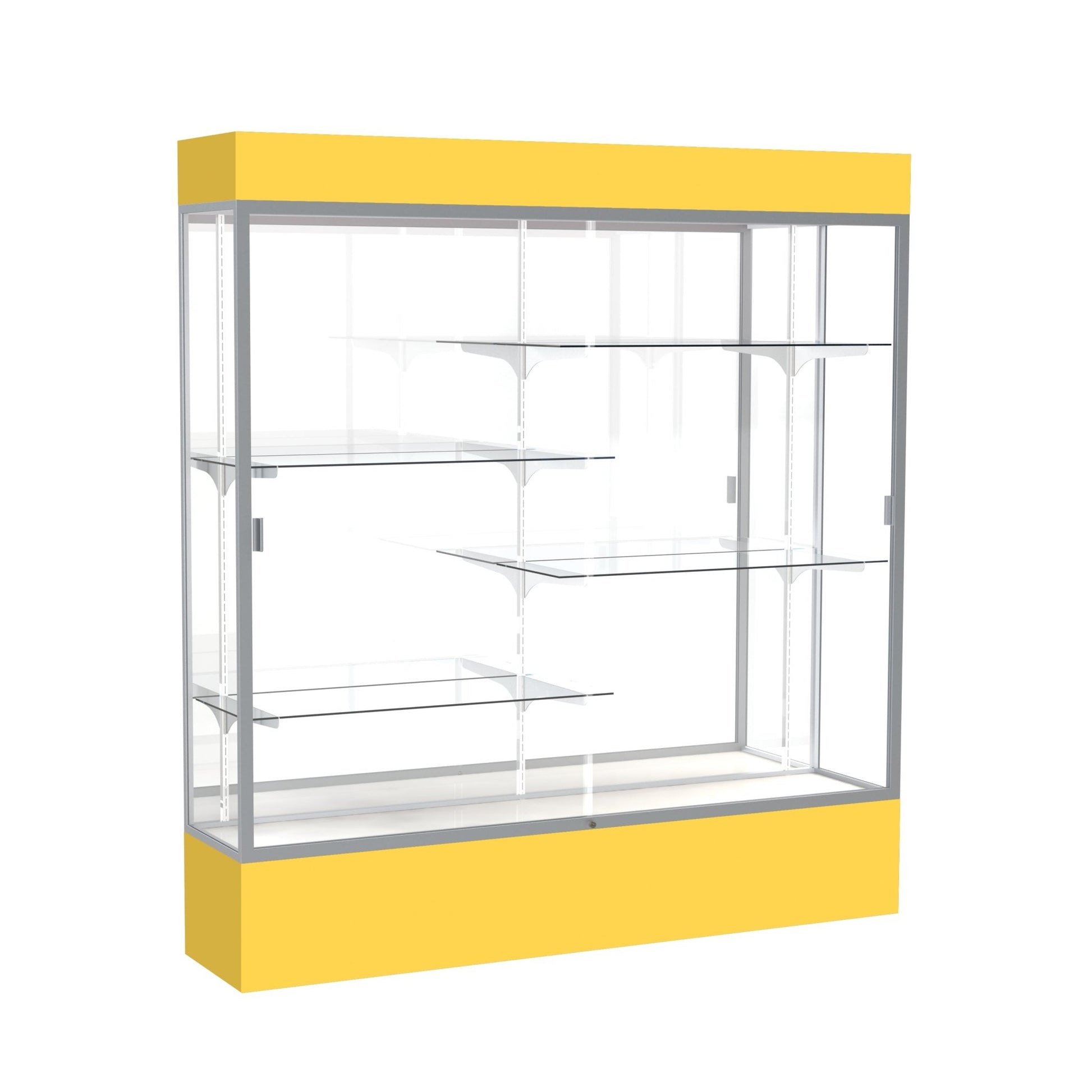 Ghent Spirit Floor Display Case Lighted, Aluminum Frame, 80"H x 72"W x 16"D - Waddell Display Collection (GHE - 3176XX - XX - XX) - SchoolOutlet