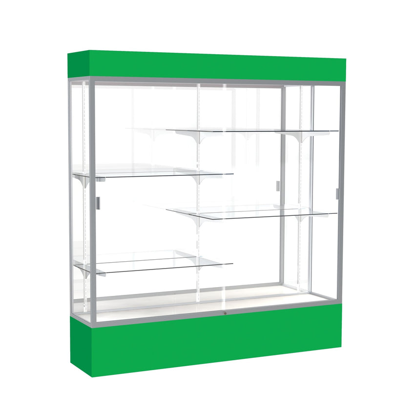 Ghent Spirit Floor Display Case Lighted, Aluminum Frame, 80"H x 72"W x 16"D - Waddell Display Collection (GHE - 3176XX - XX - XX) - SchoolOutlet