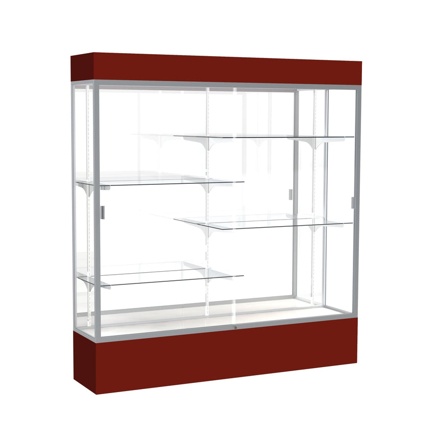 Ghent Spirit Floor Display Case Lighted, Aluminum Frame, 80"H x 72"W x 16"D - Waddell Display Collection (GHE - 3176XX - XX - XX) - SchoolOutlet