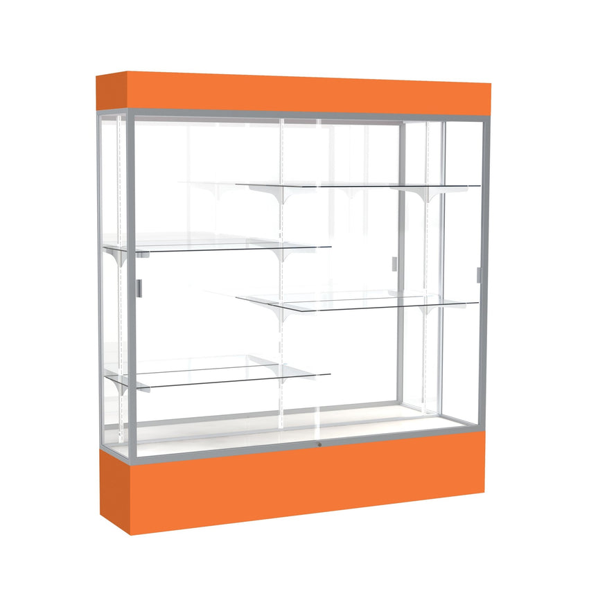 Ghent Spirit Floor Display Case Lighted, Aluminum Frame, 80"H x 72"W x 16"D - Waddell Display Collection (GHE - 3176XX - XX - XX) - SchoolOutlet