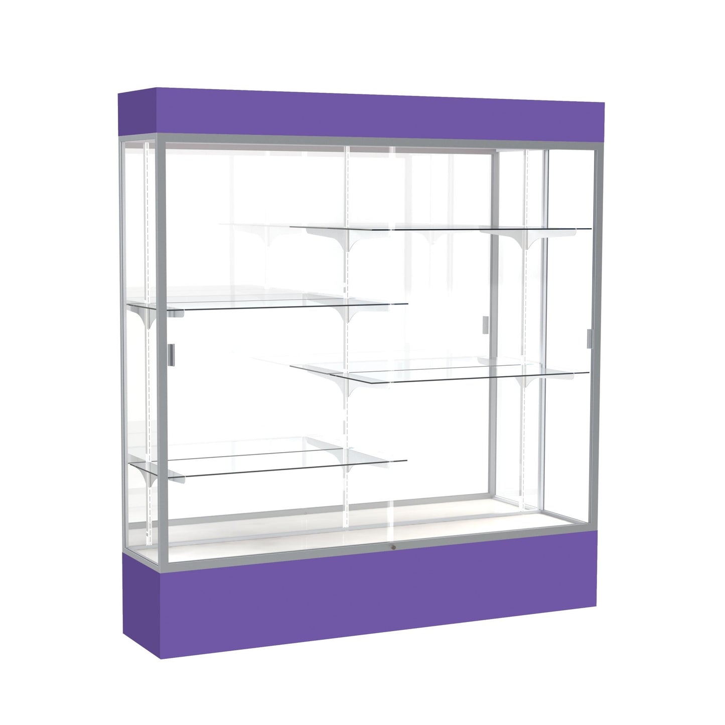 Ghent Spirit Floor Display Case Lighted, Aluminum Frame, 80"H x 72"W x 16"D - Waddell Display Collection (GHE - 3176XX - XX - XX) - SchoolOutlet