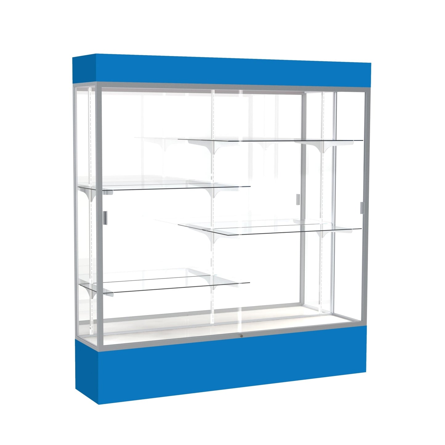 Ghent Spirit Floor Display Case Lighted, Aluminum Frame, 80"H x 72"W x 16"D - Waddell Display Collection (GHE - 3176XX - XX - XX) - SchoolOutlet