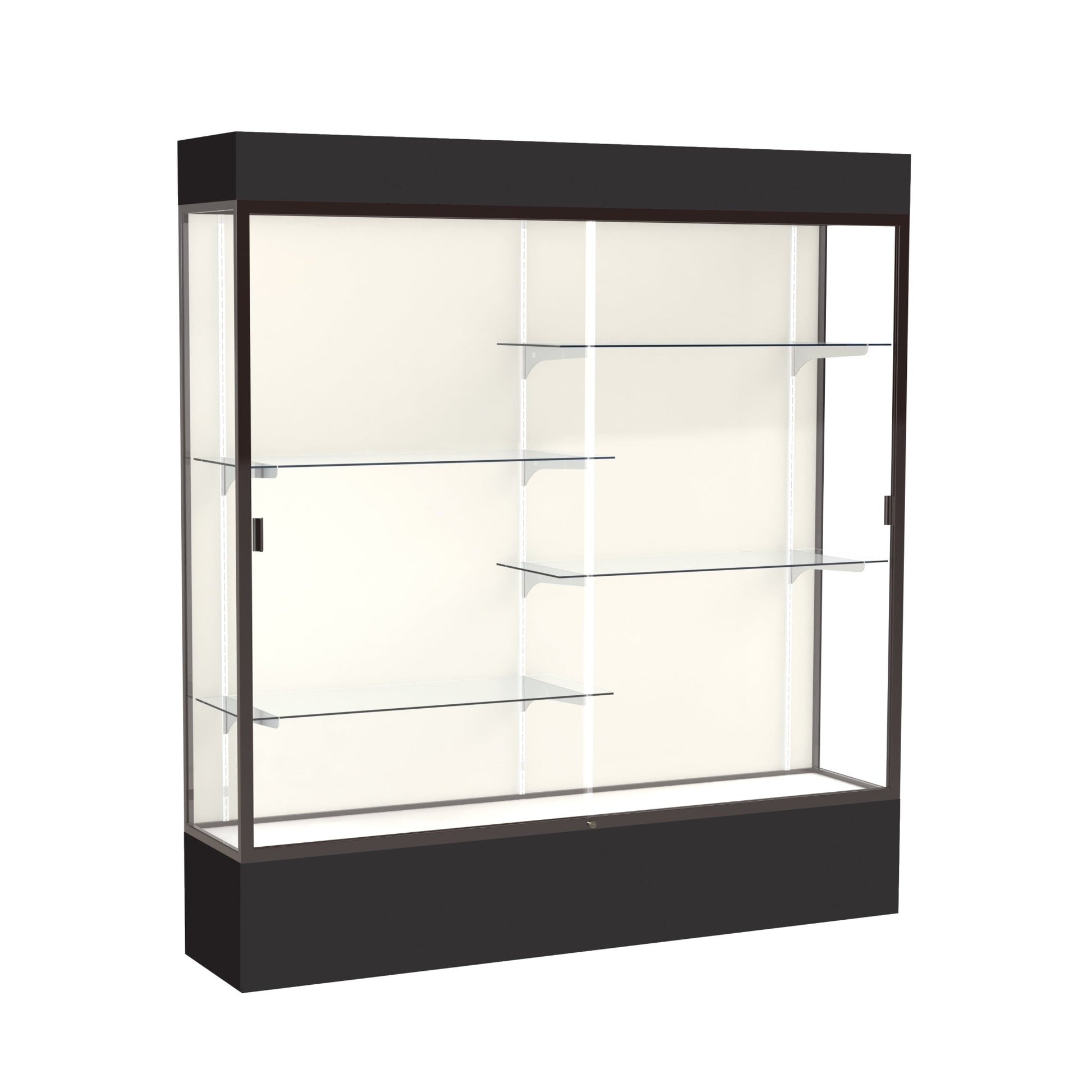 Ghent Spirit Floor Display Case Lighted, Aluminum Frame, 80"H x 72"W x 16"D - Waddell Display Collection (GHE - 3176XX - XX - XX) - SchoolOutlet