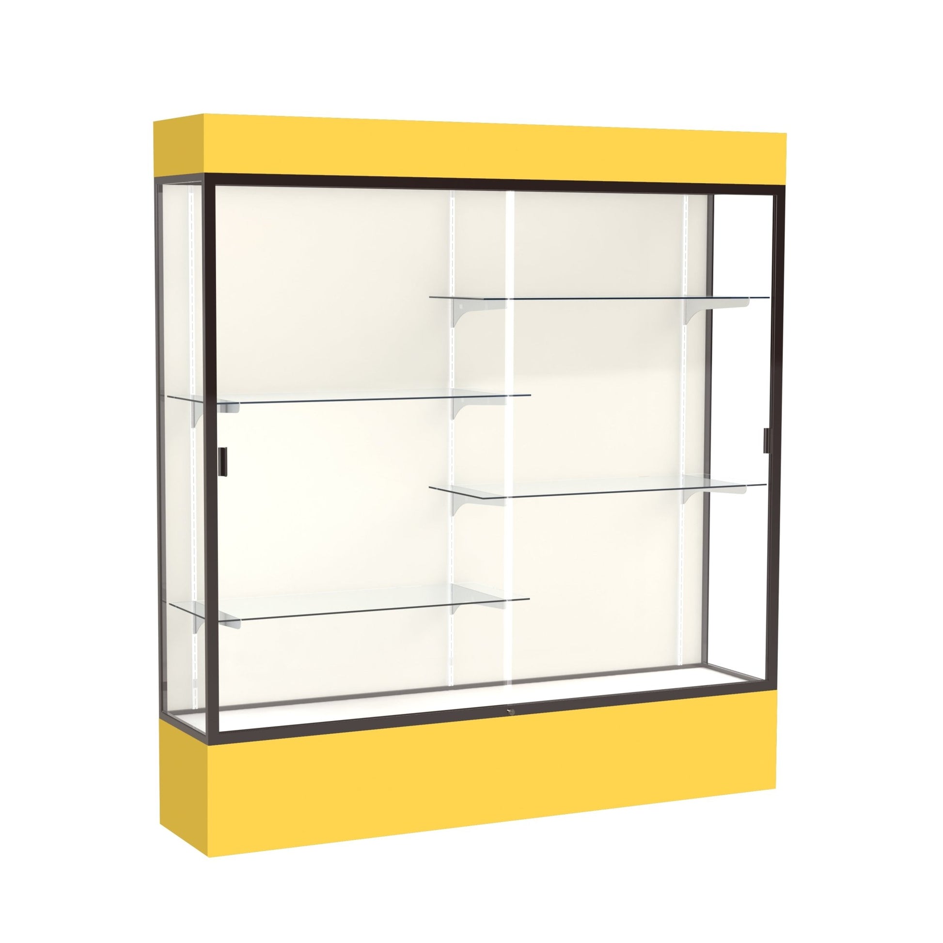 Ghent Spirit Floor Display Case Lighted, Aluminum Frame, 80"H x 72"W x 16"D - Waddell Display Collection (GHE - 3176XX - XX - XX) - SchoolOutlet
