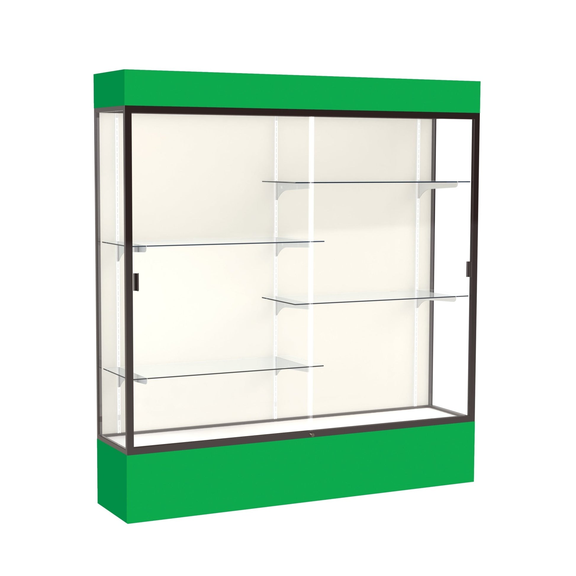 Ghent Spirit Floor Display Case Lighted, Aluminum Frame, 80"H x 72"W x 16"D - Waddell Display Collection (GHE - 3176XX - XX - XX) - SchoolOutlet