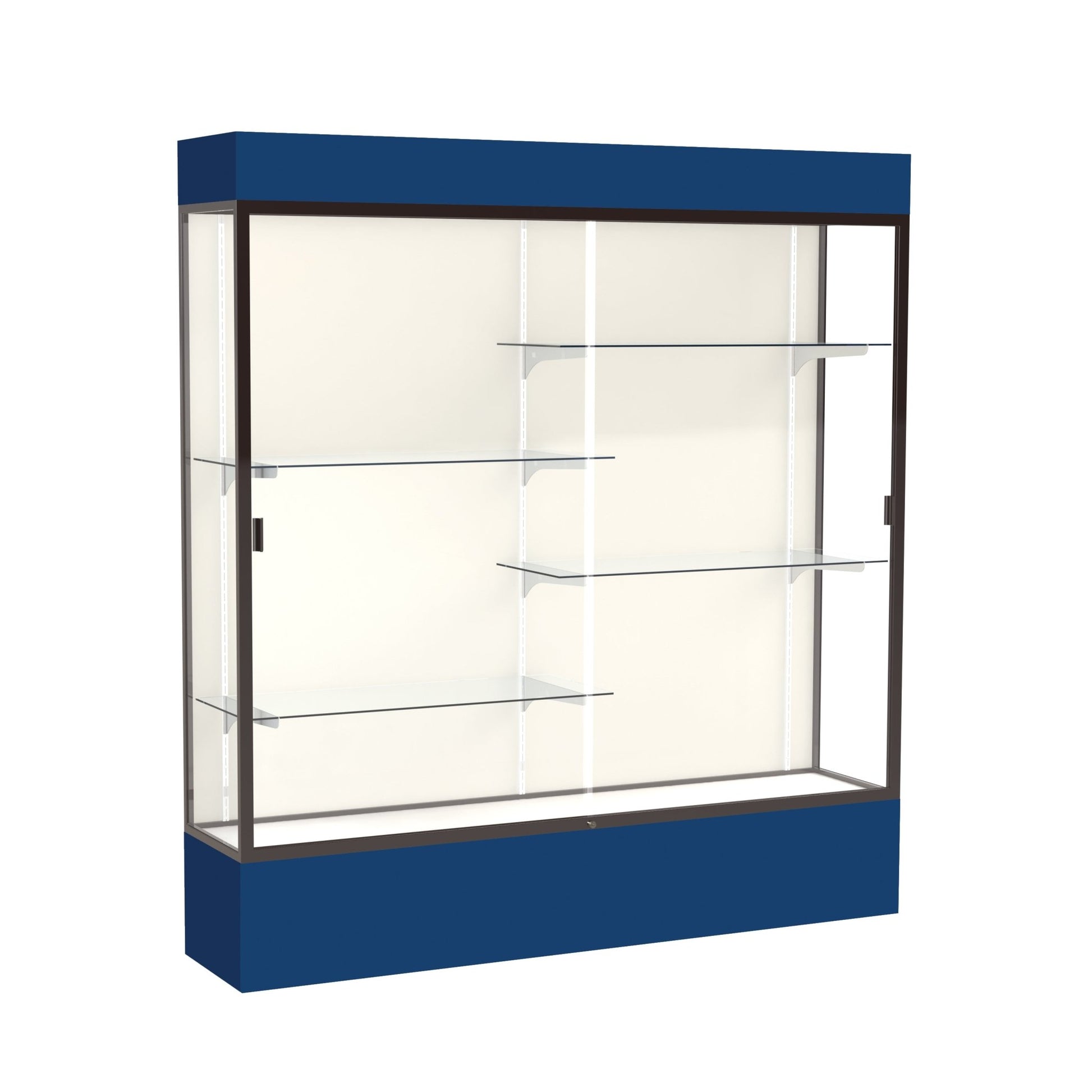 Ghent Spirit Floor Display Case Lighted, Aluminum Frame, 80"H x 72"W x 16"D - Waddell Display Collection (GHE - 3176XX - XX - XX) - SchoolOutlet