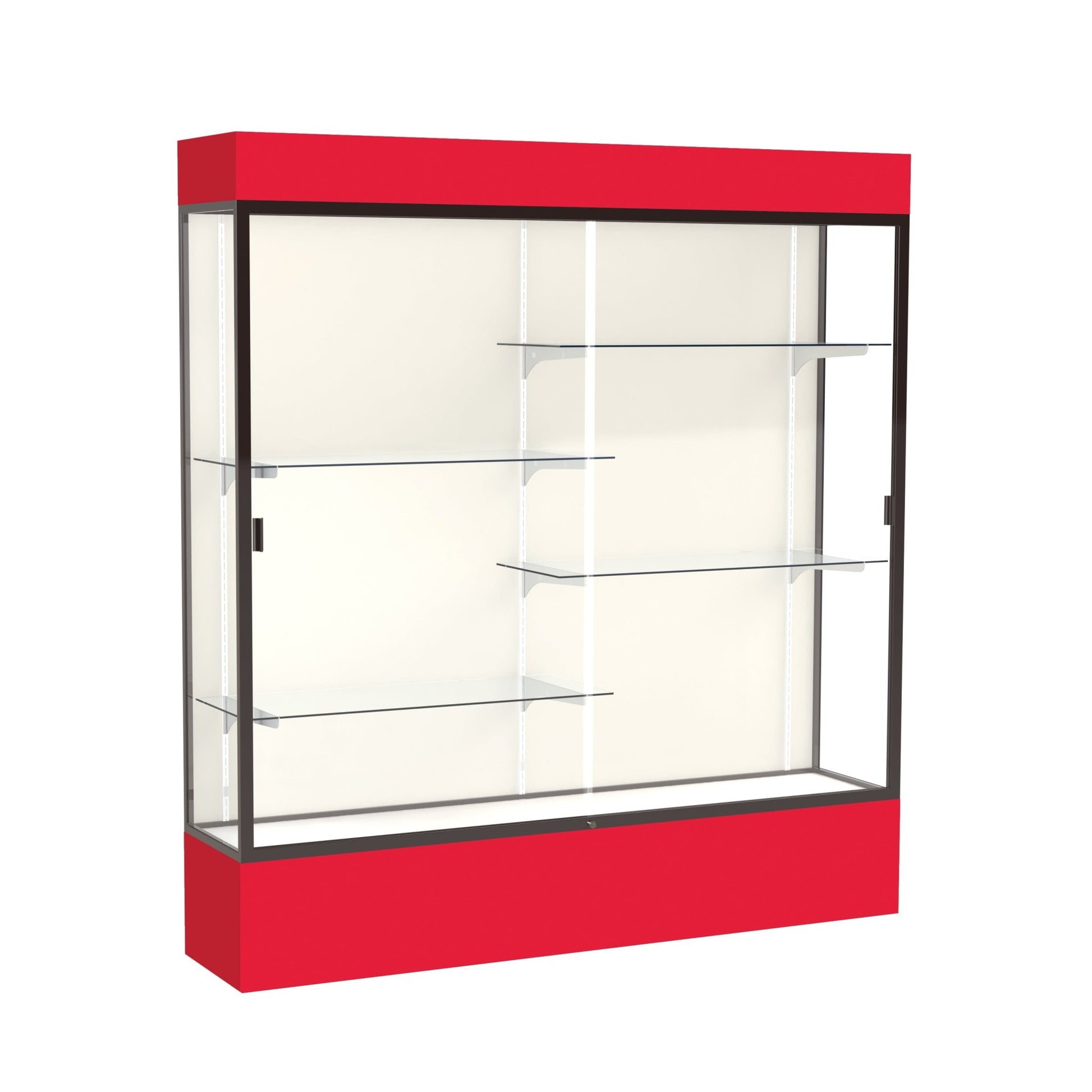 Ghent Spirit Floor Display Case Lighted, Aluminum Frame, 80"H x 72"W x 16"D - Waddell Display Collection (GHE - 3176XX - XX - XX) - SchoolOutlet