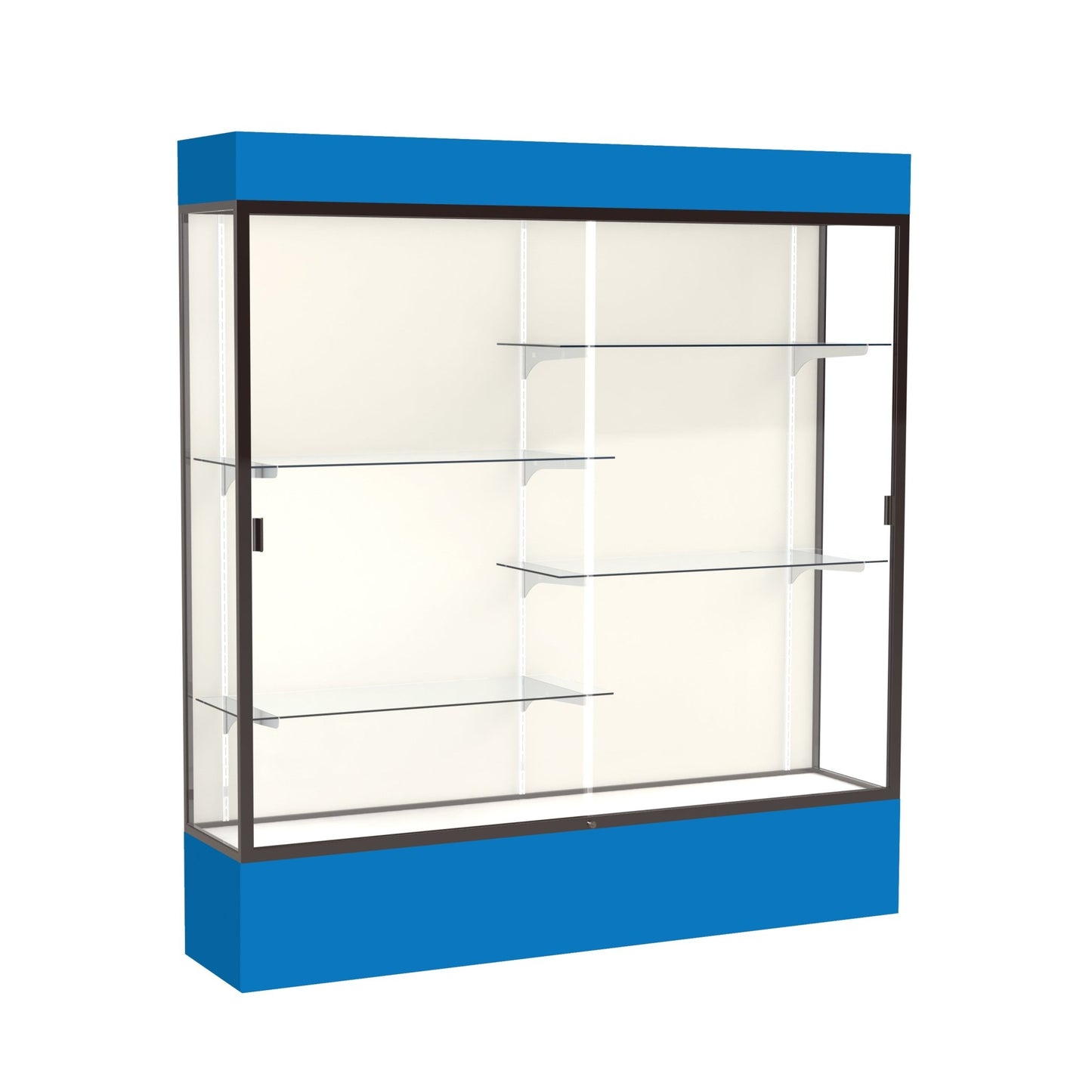 Ghent Spirit Floor Display Case Lighted, Aluminum Frame, 80"H x 72"W x 16"D - Waddell Display Collection (GHE - 3176XX - XX - XX) - SchoolOutlet