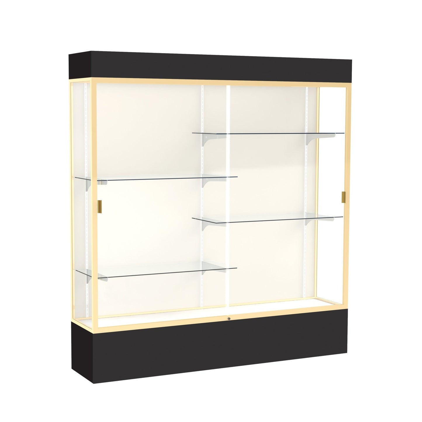 Ghent Spirit Floor Display Case Lighted, Aluminum Frame, 80"H x 72"W x 16"D - Waddell Display Collection (GHE - 3176XX - XX - XX) - SchoolOutlet