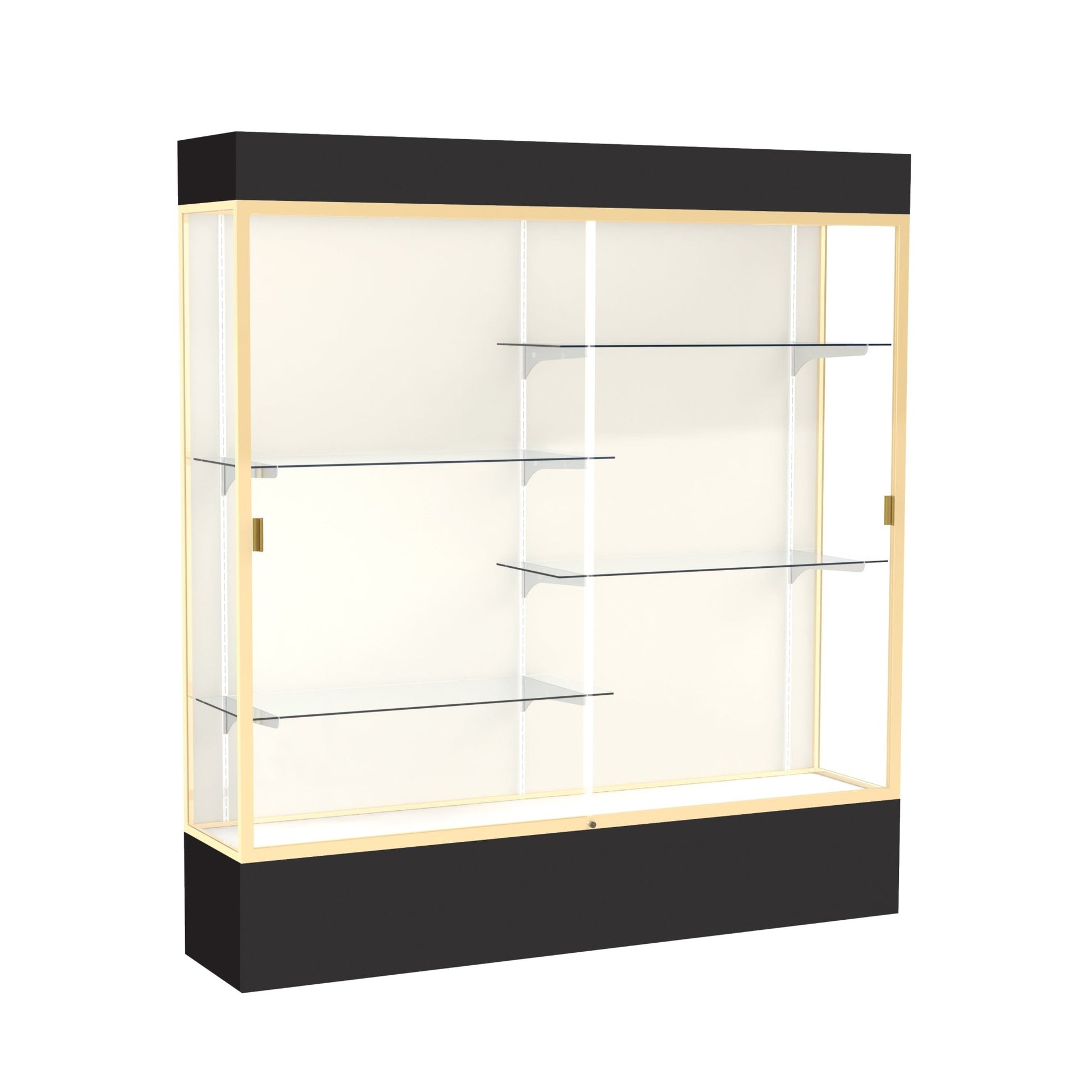 Ghent Spirit Floor Display Case Lighted, Aluminum Frame, 80"H x 72"W x 16"D - Waddell Display Collection (GHE - 3176XX - XX - XX) - SchoolOutlet